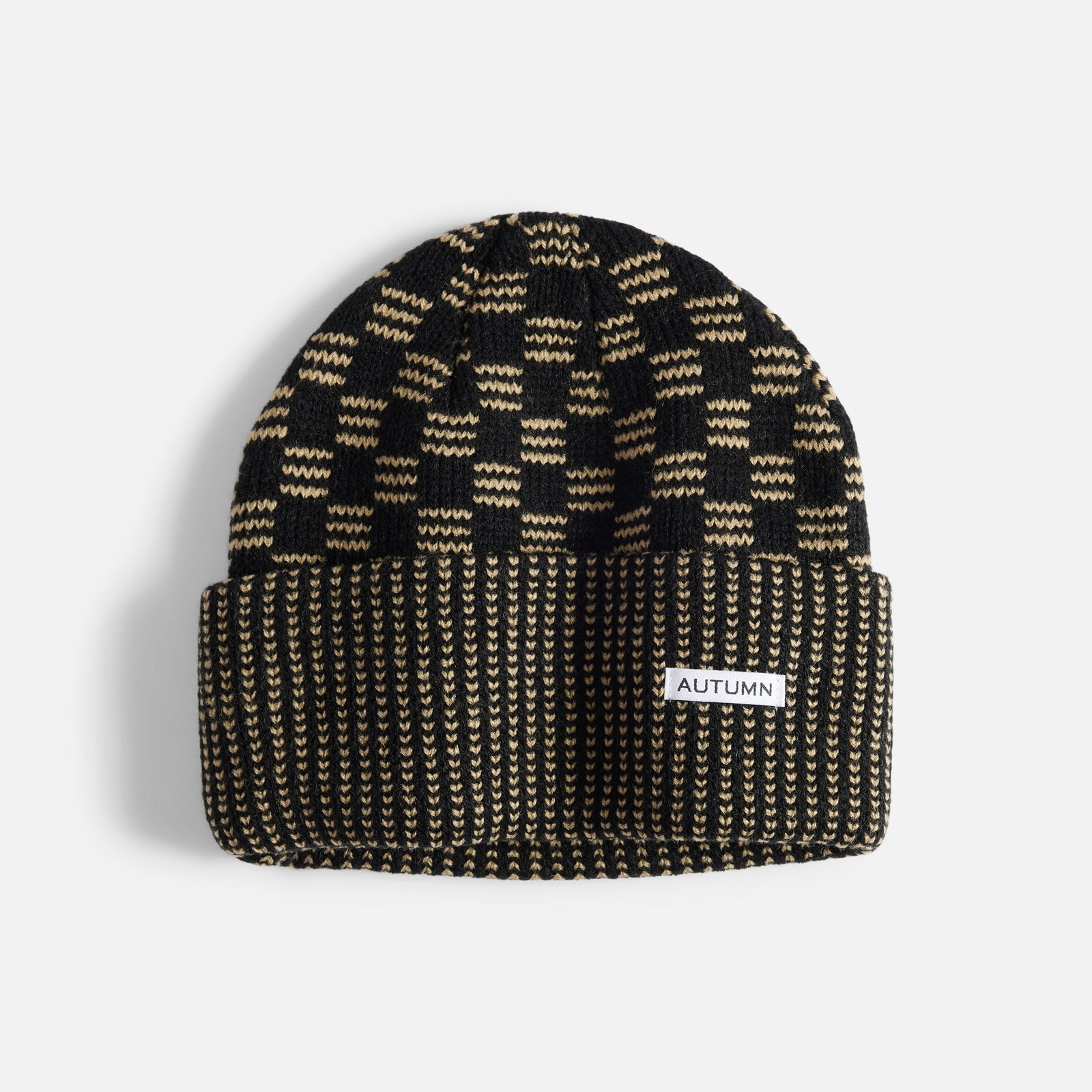 Mens Squared Beanie Black - Image 1