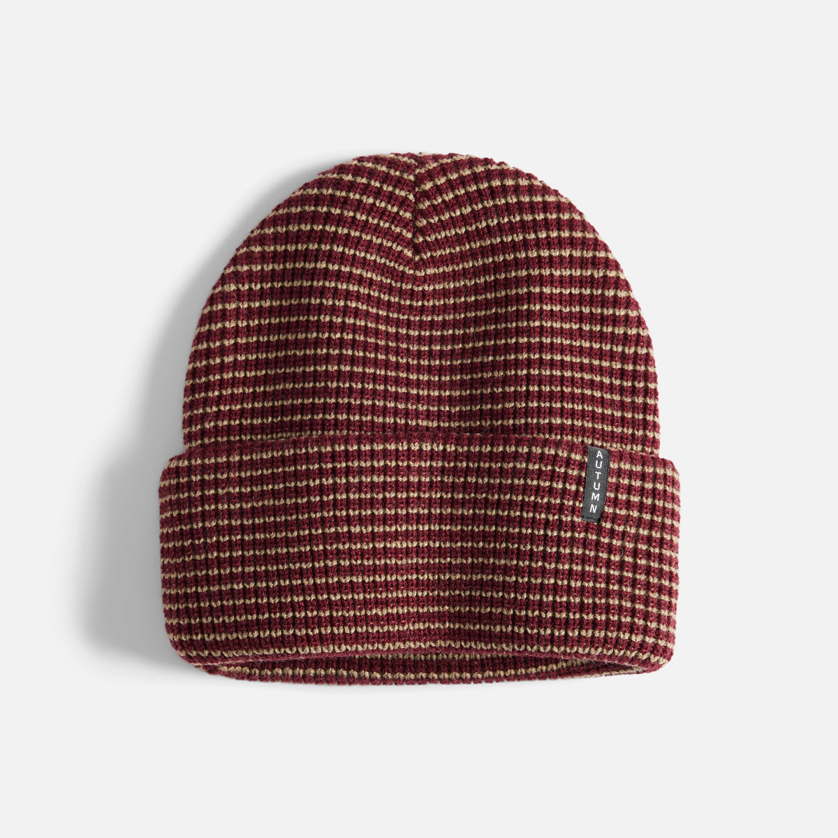 Mens Stripe Beanie Merlot - Image 2