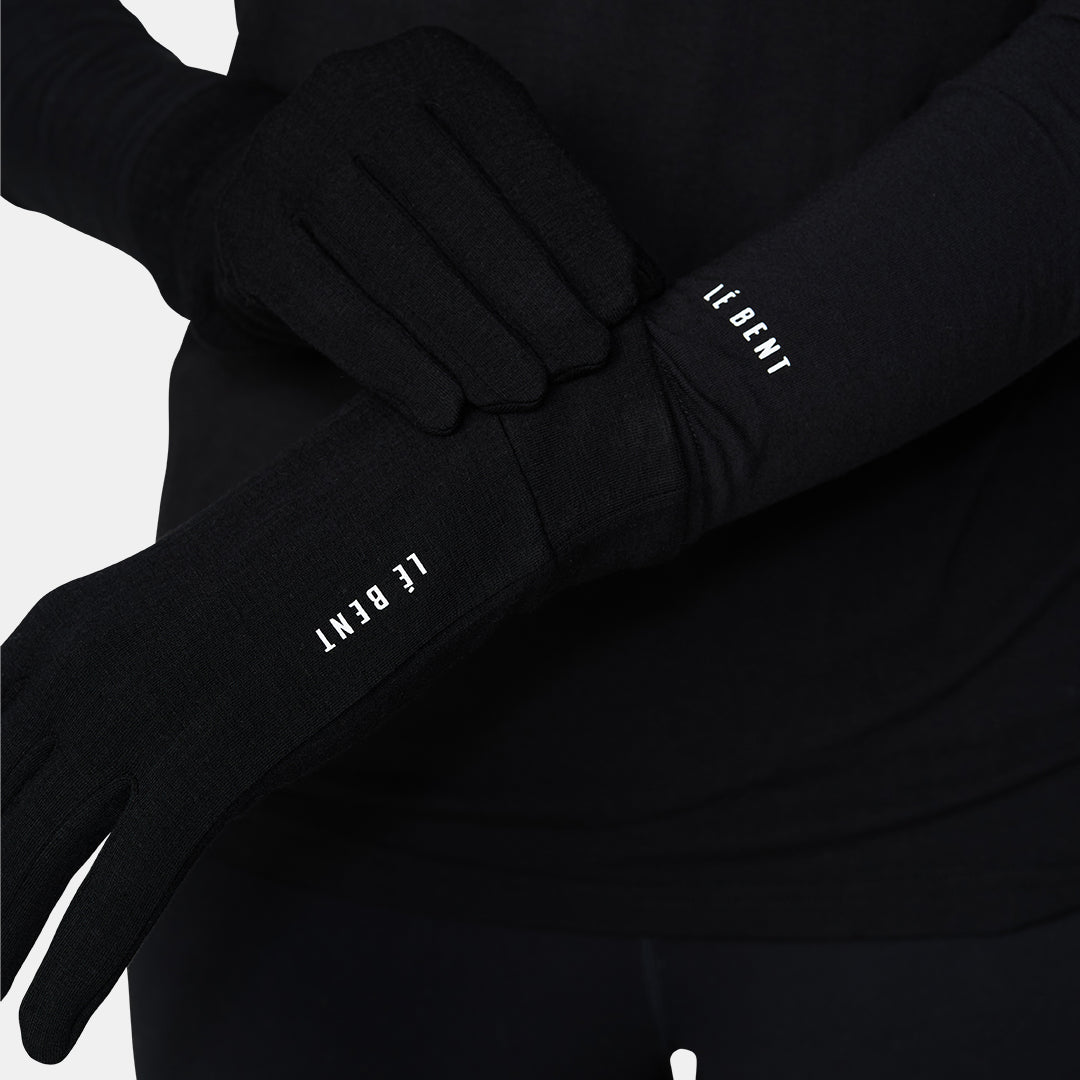Heavyweight Grid Fleece Merino Glove Liner Black - Image 3