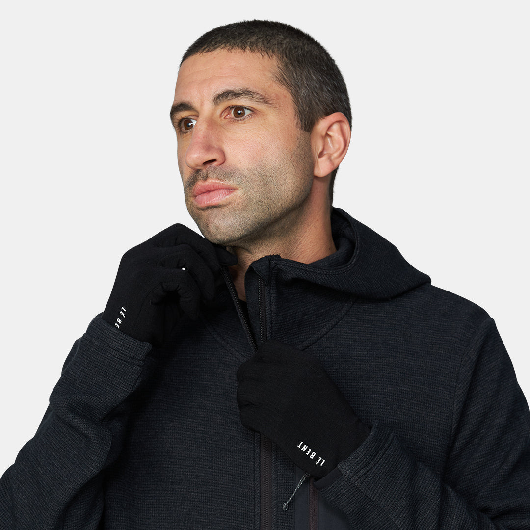 Heavyweight Grid Fleece Merino Glove Liner Black - Image 4