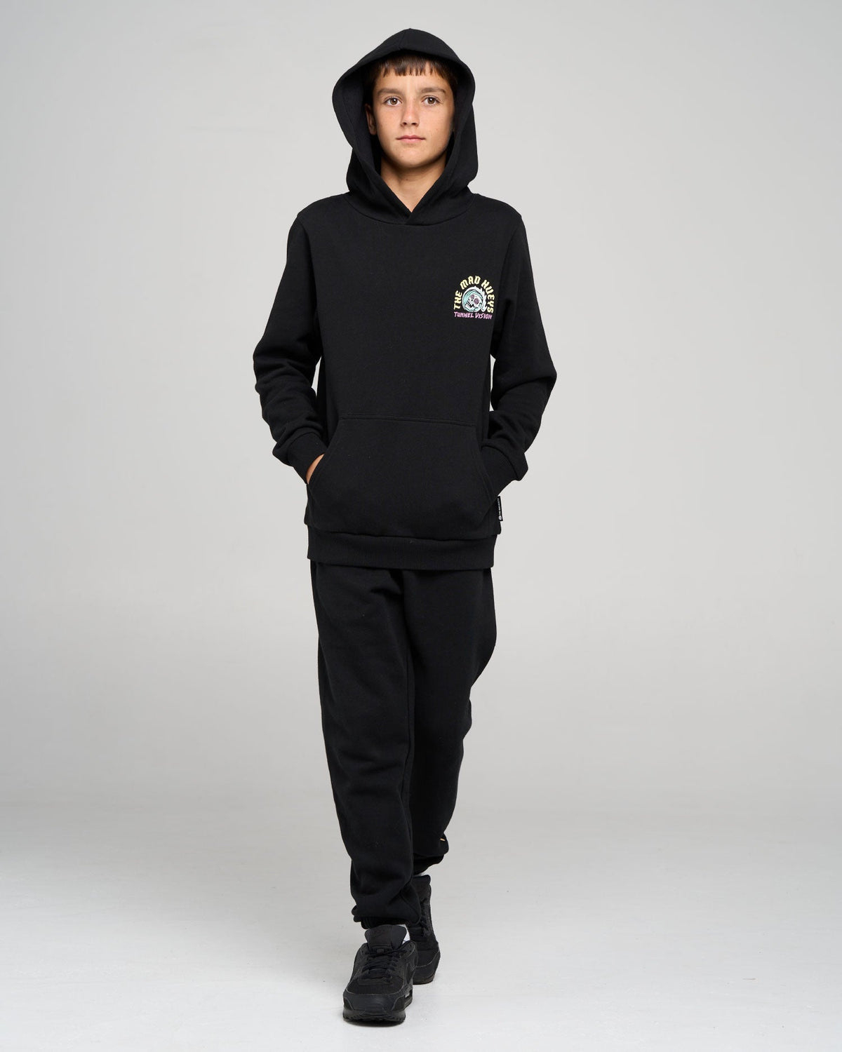 Mens Tunnel Vision Hooded Jumper Black - Image 5