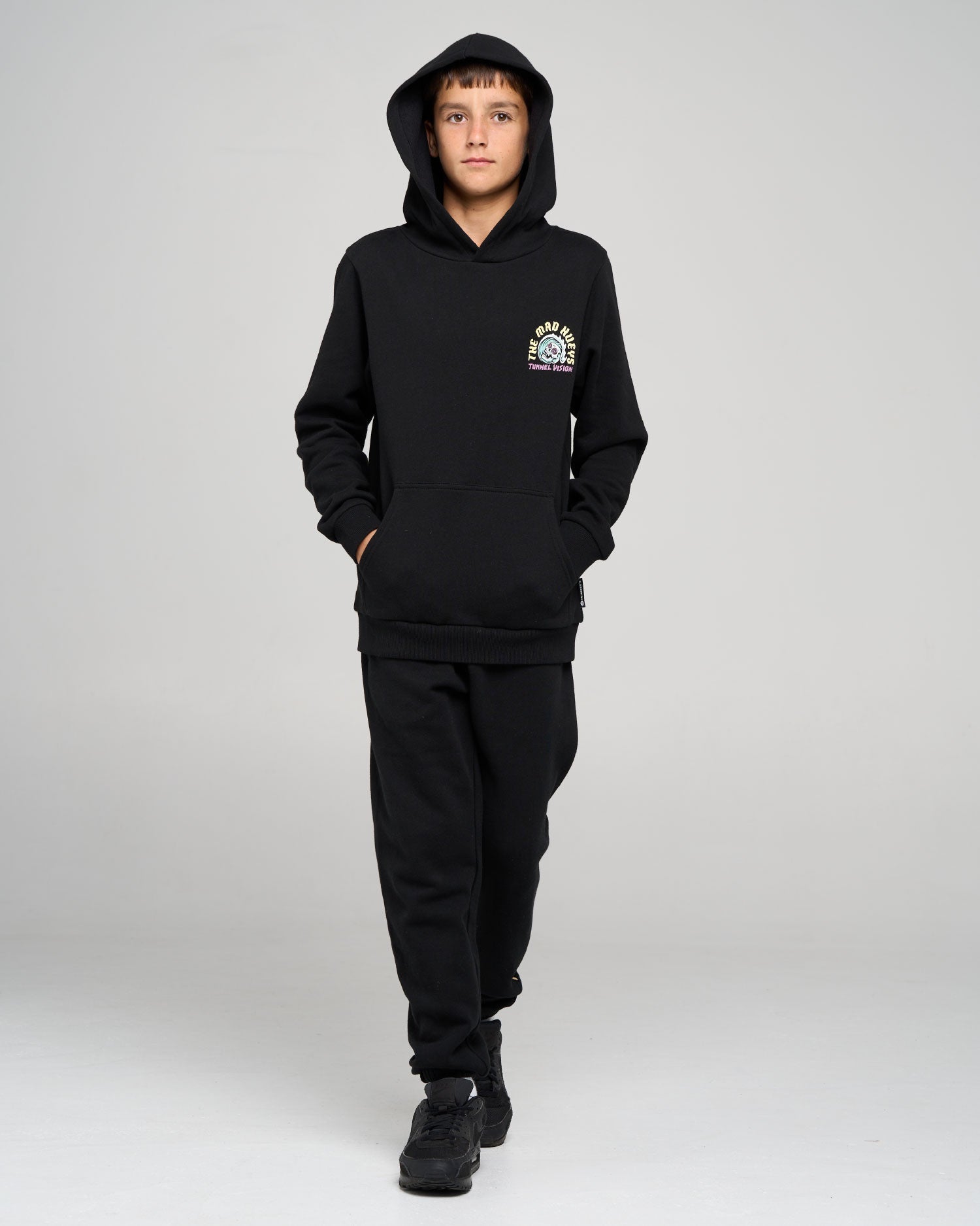 Mens Tunnel Vision Hooded Jumper Black - Image 5