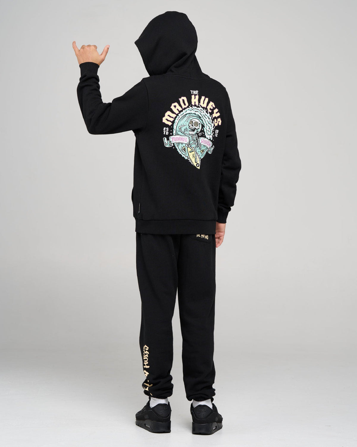 Mens Tunnel Vision Hooded Jumper Black - Image 4