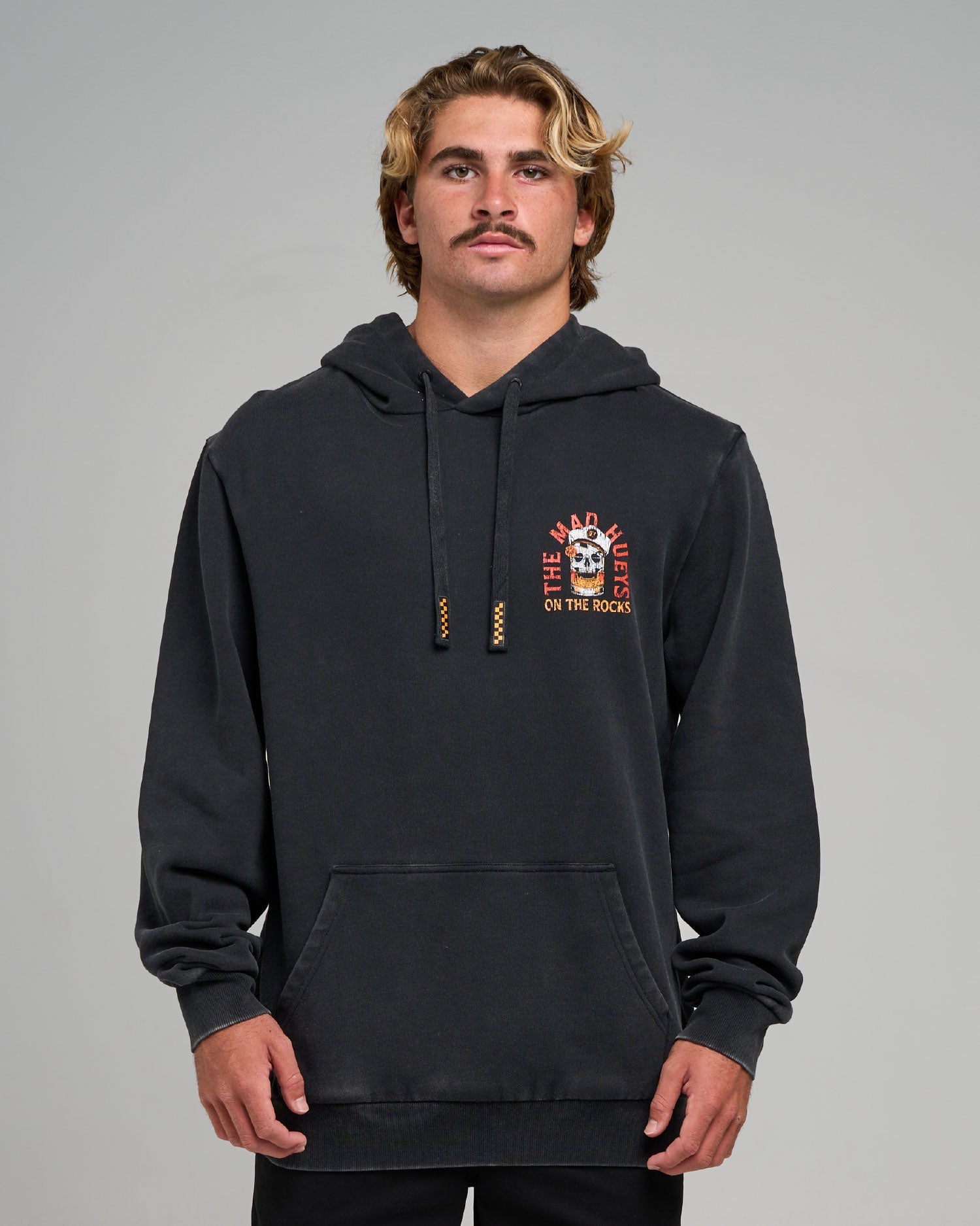 Mens Triple On The Rocks Hooded Jumper Washed Black - Image 3