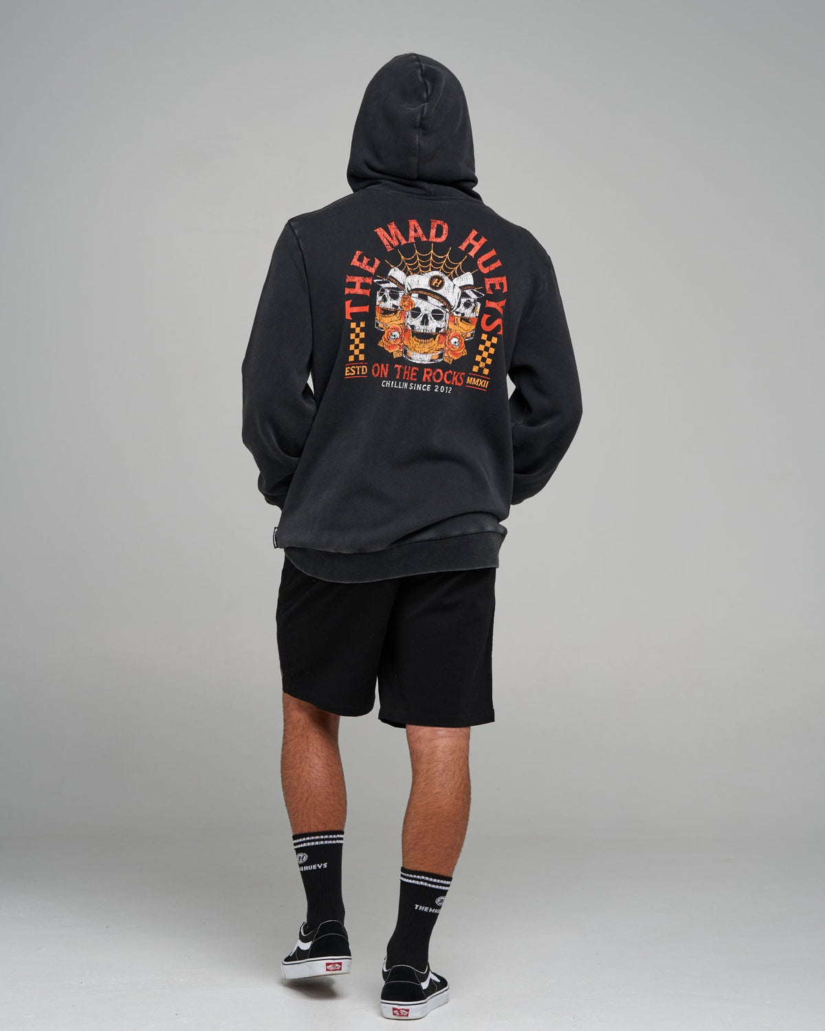 Mens Triple On The Rocks Hooded Jumper Washed Black - Image 4