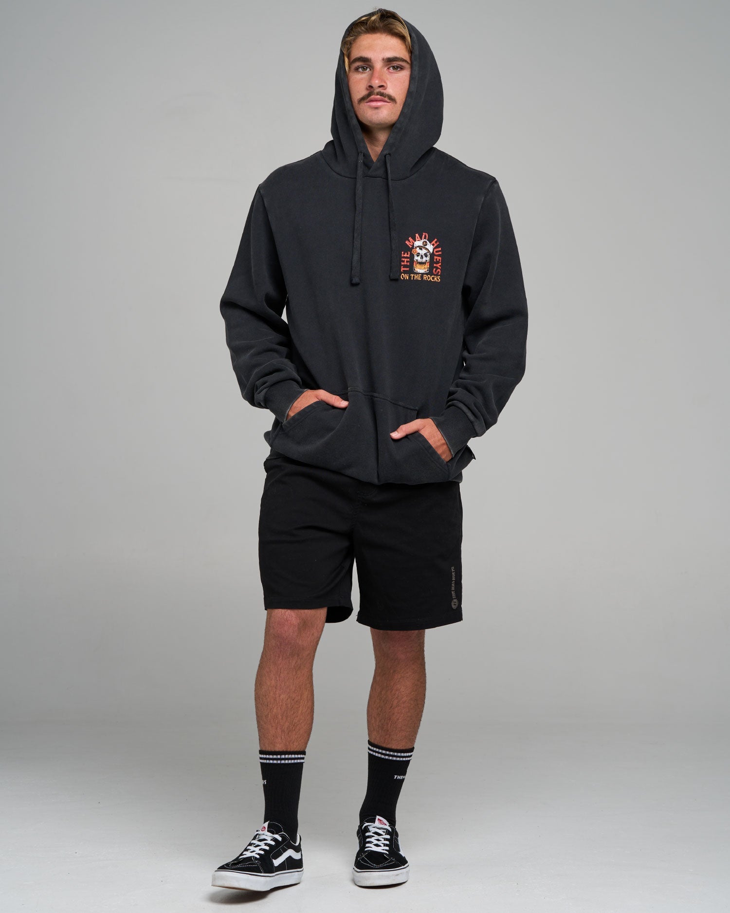 Mens Triple On The Rocks Hooded Jumper Washed Black - Image 5