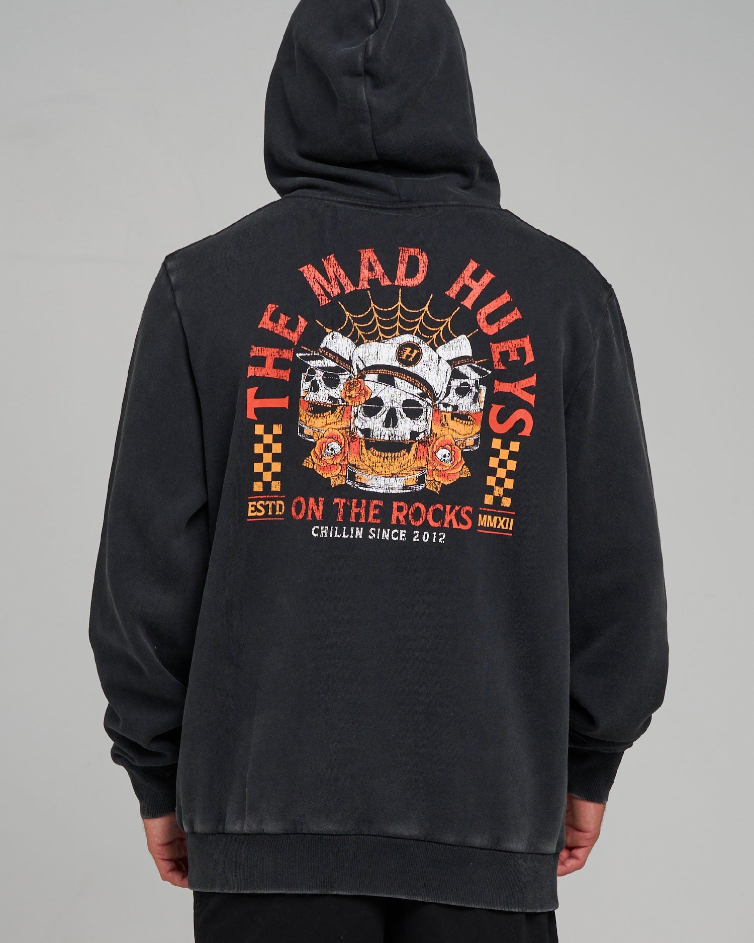 Mens Triple On The Rocks Hooded Jumper Washed Black - Image 1