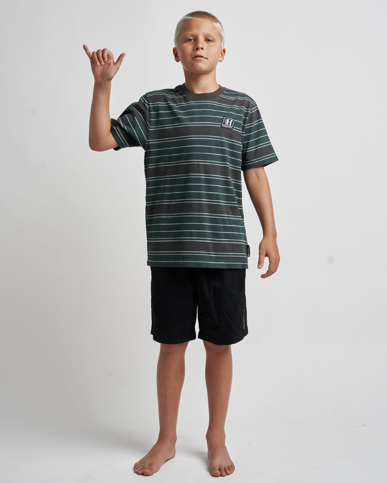 Kids Parallel Stripe Hueys Pine Green - Image 3