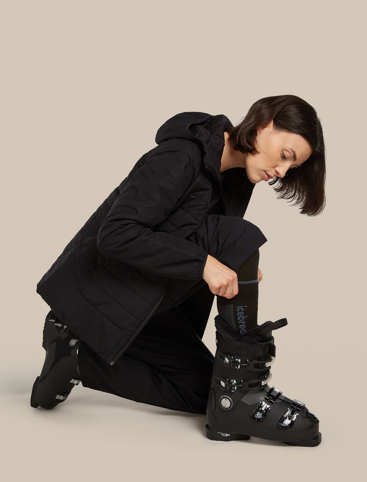 Womens Merino Ski+ Ultralight Over The Calf Socks Black/Dawn - Image 3