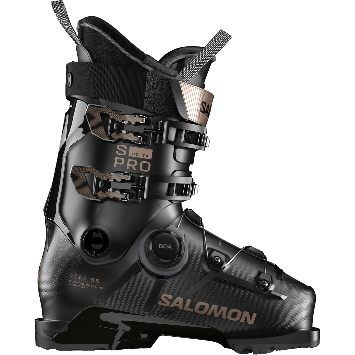 Womens S/Pro Delta BOA 95 Wide Ski Boots Black / Black / Pink Gold Metallic - Image 1