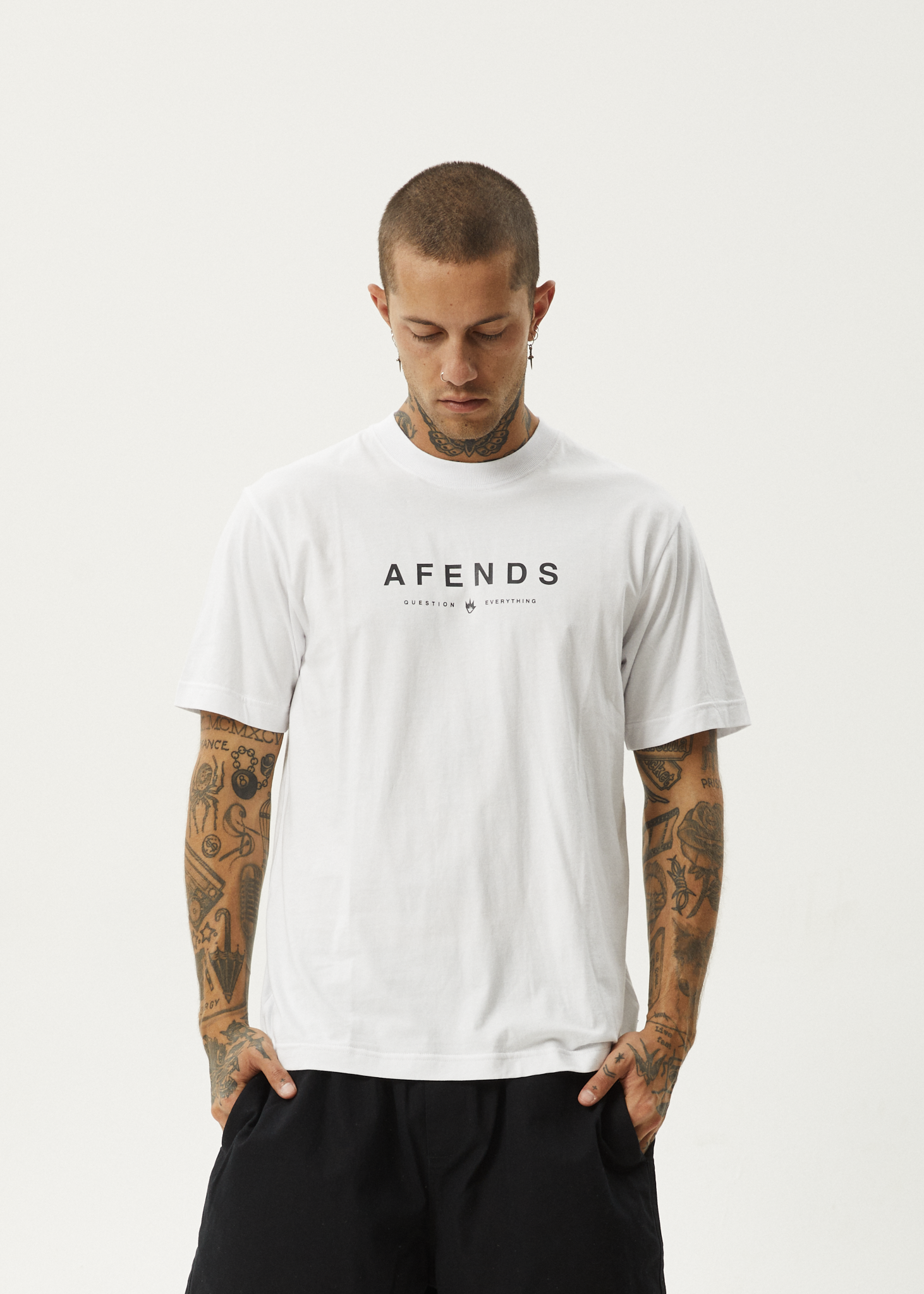 Afends Retro Fit Tee White Black