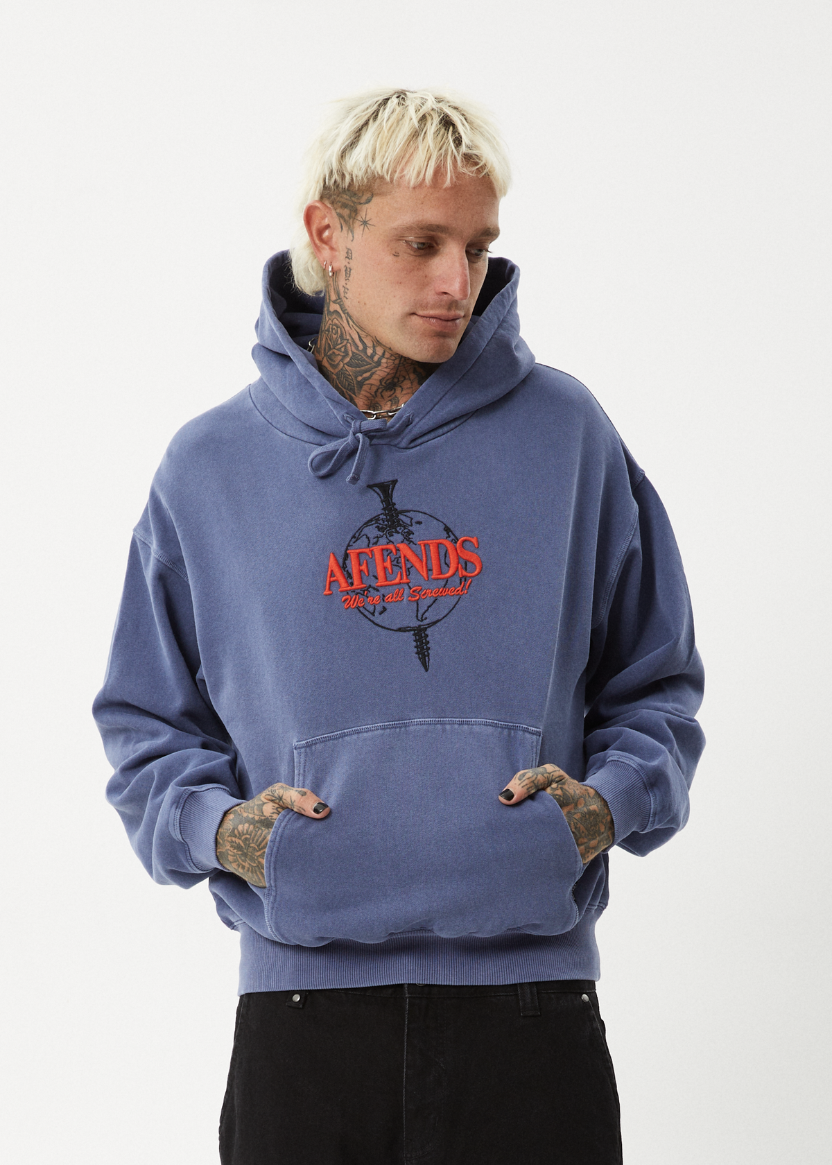 Afends HoodM Screwed Boxy Pu M243510-WMR
