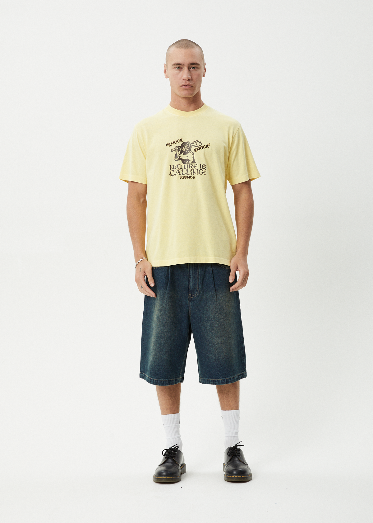 Mens Knock Knock T Shirt Washed Lemon - Image 9