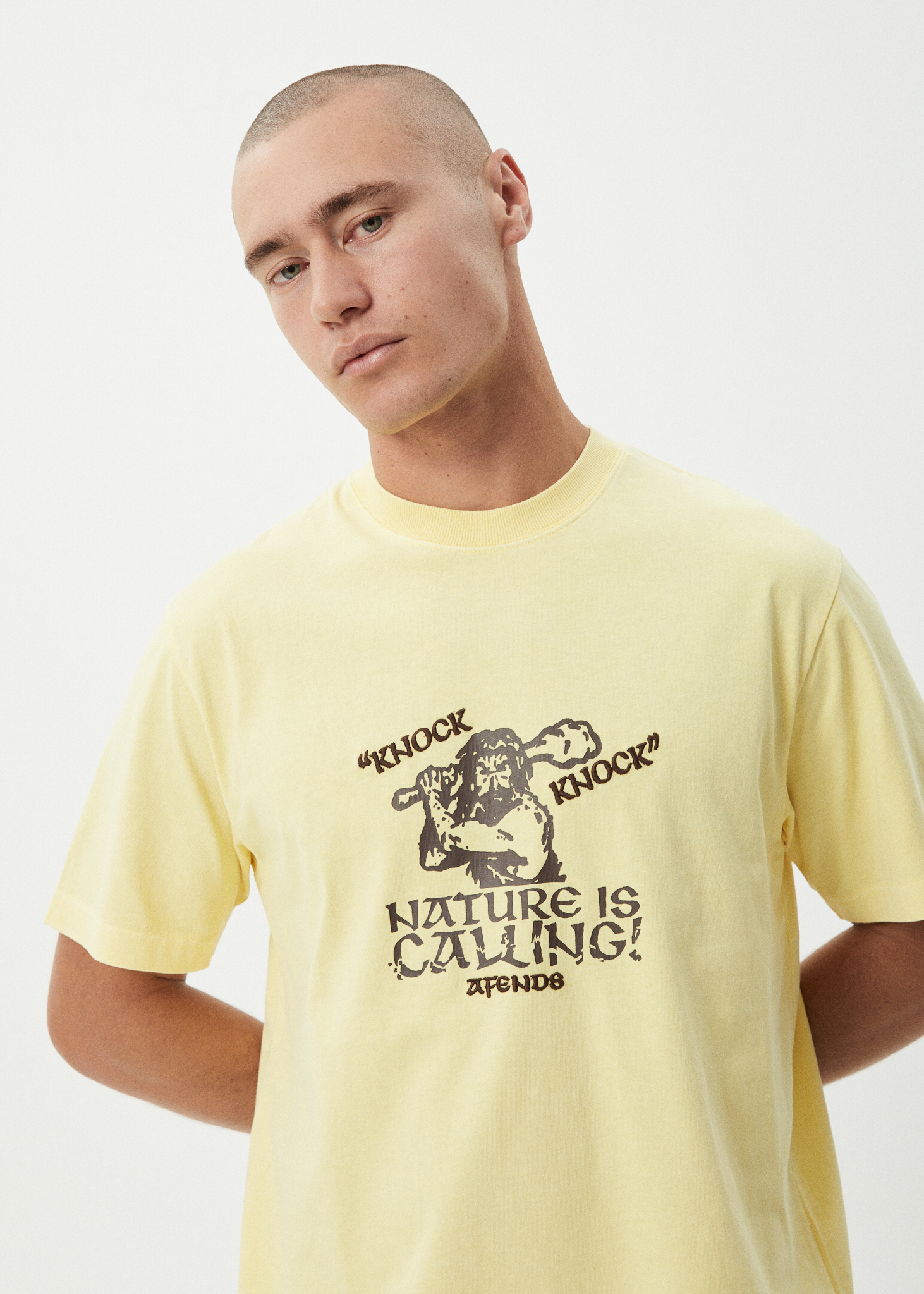 Mens Knock Knock T Shirt Washed Lemon - Image 8