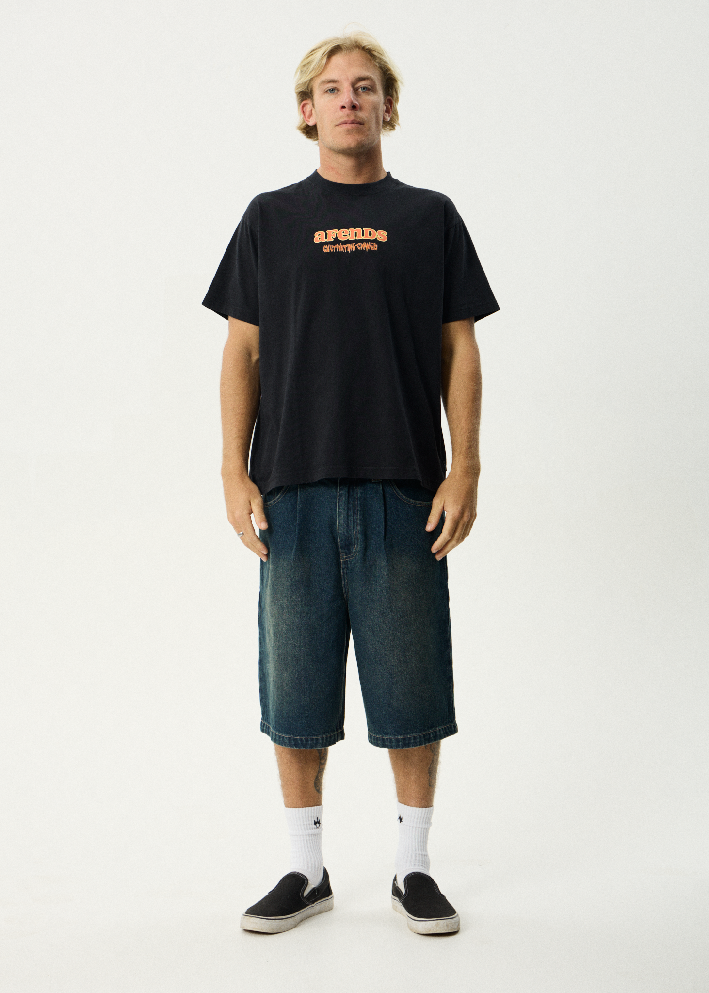 Mens Simple Times T Shirt Stone Black - Image 7