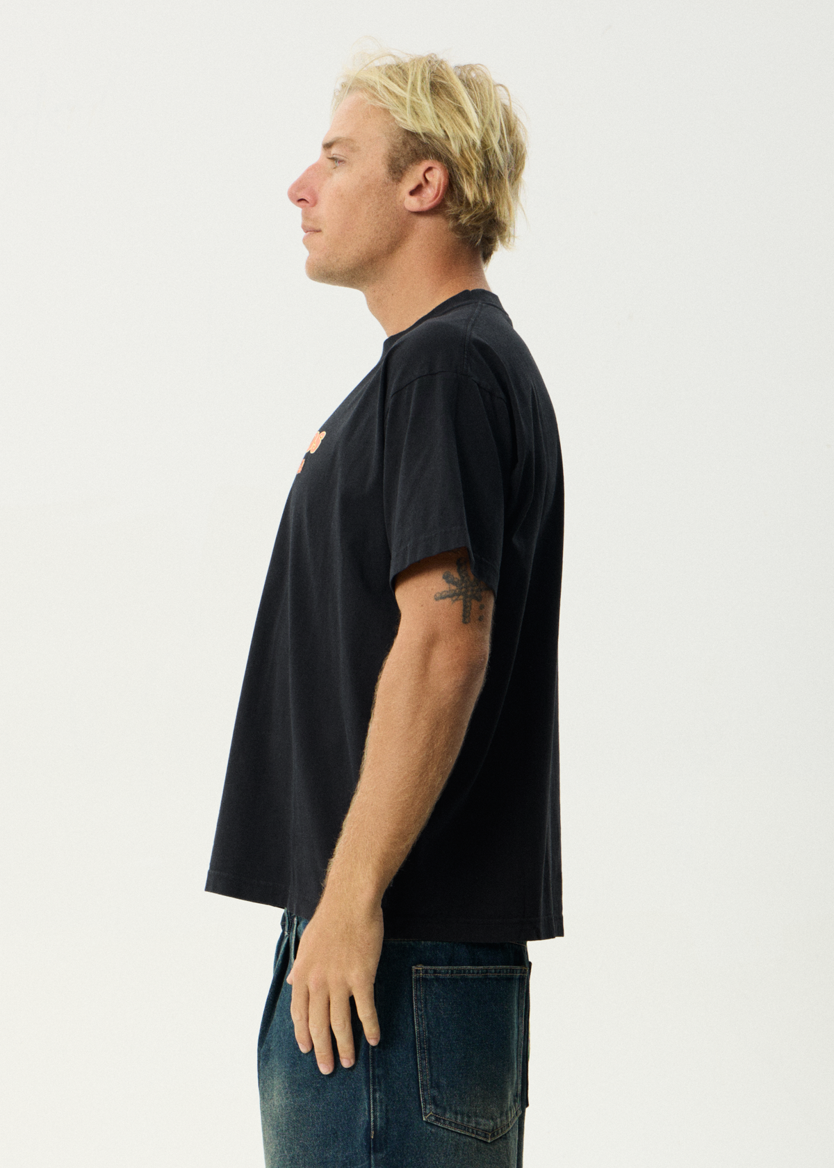 Mens Simple Times T Shirt Stone Black - Image 4