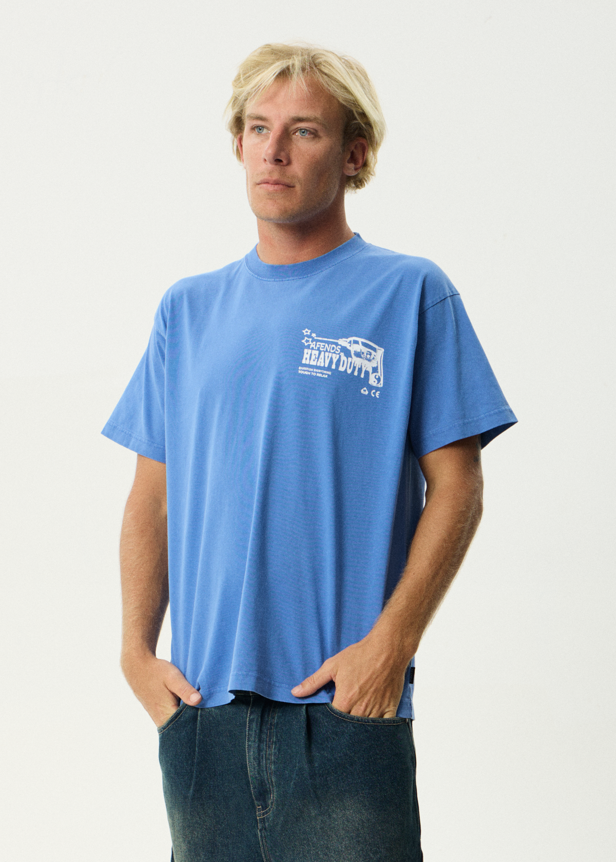 Mens Heavy Duty T Shirt Washed Marina - Image 3