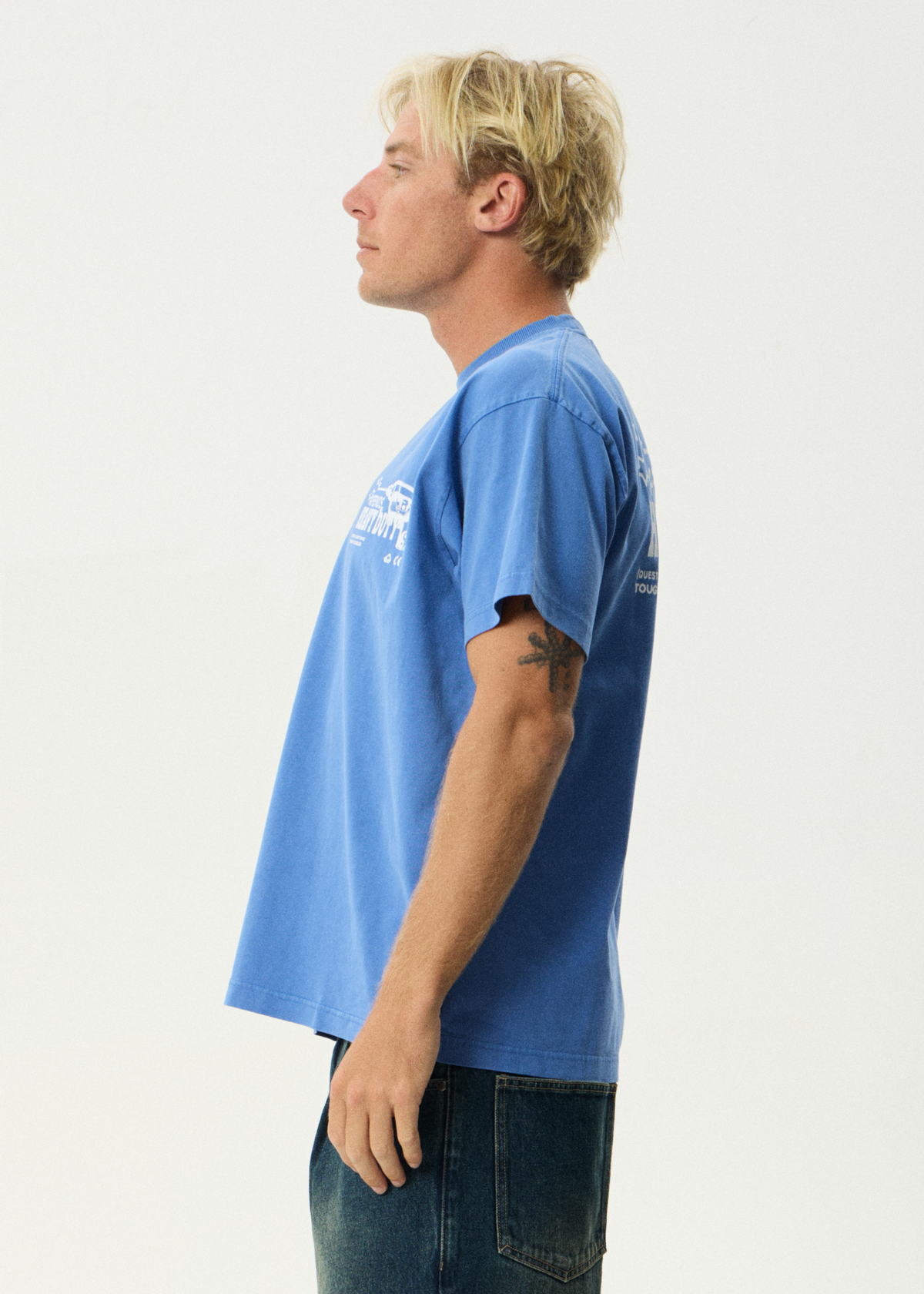 Mens Heavy Duty T Shirt Washed Marina - Image 5