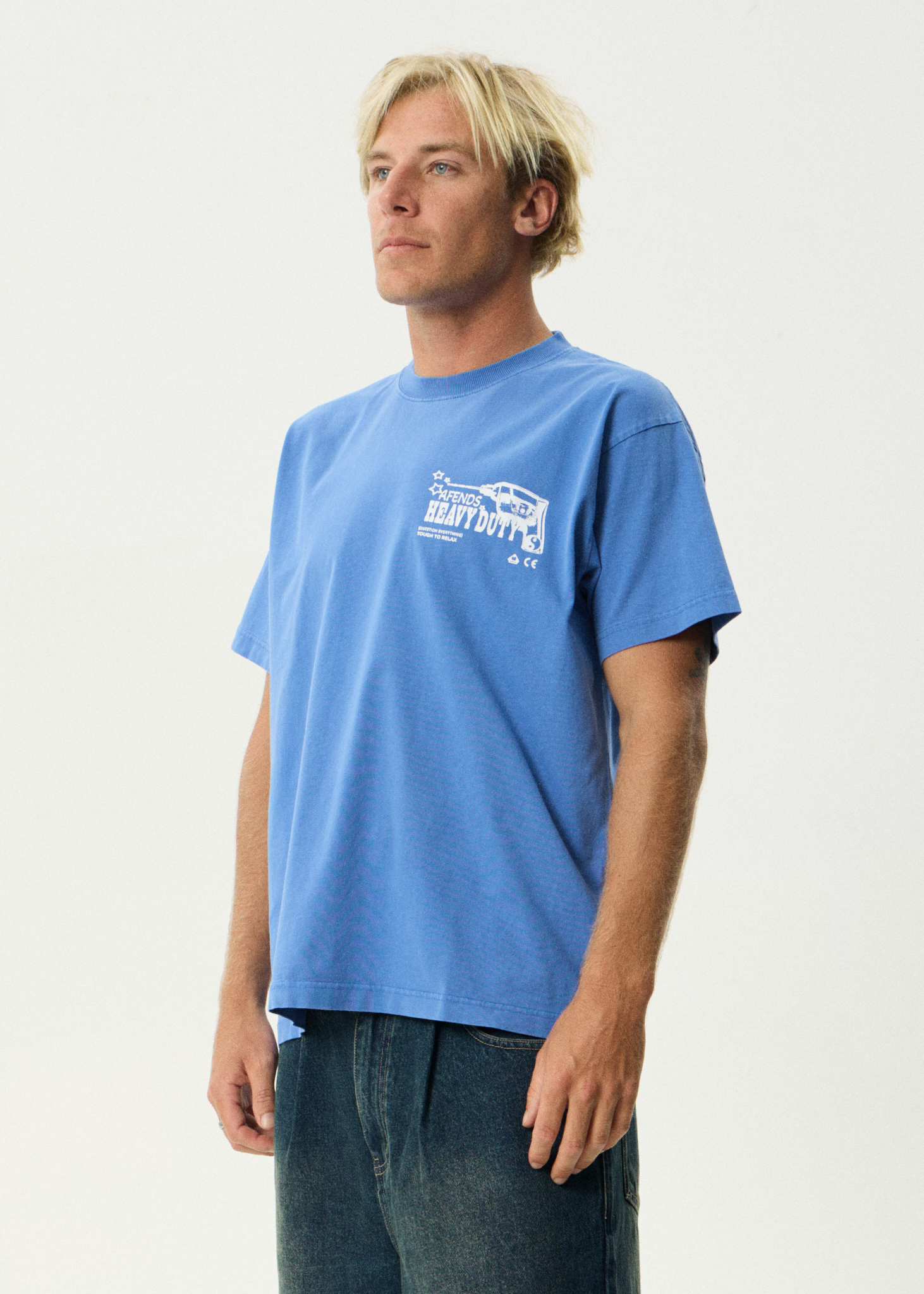 Mens Heavy Duty T Shirt Washed Marina - Image 4