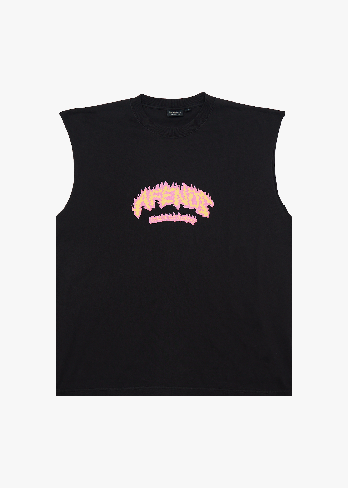 Mens Flame On Muscle Tee Stone Black - Image 1