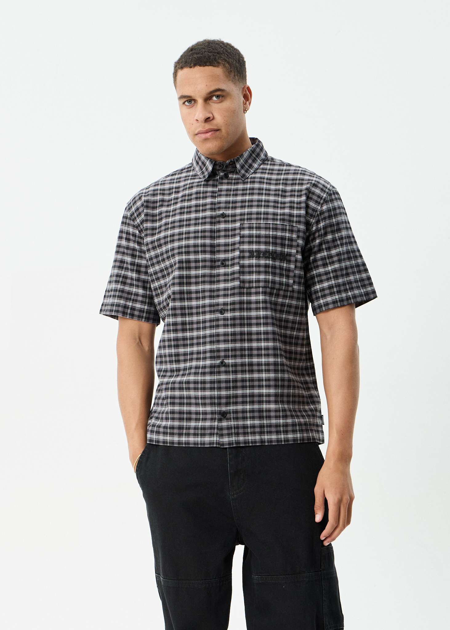 Mens Darkness Shirt Black Check - Image 3
