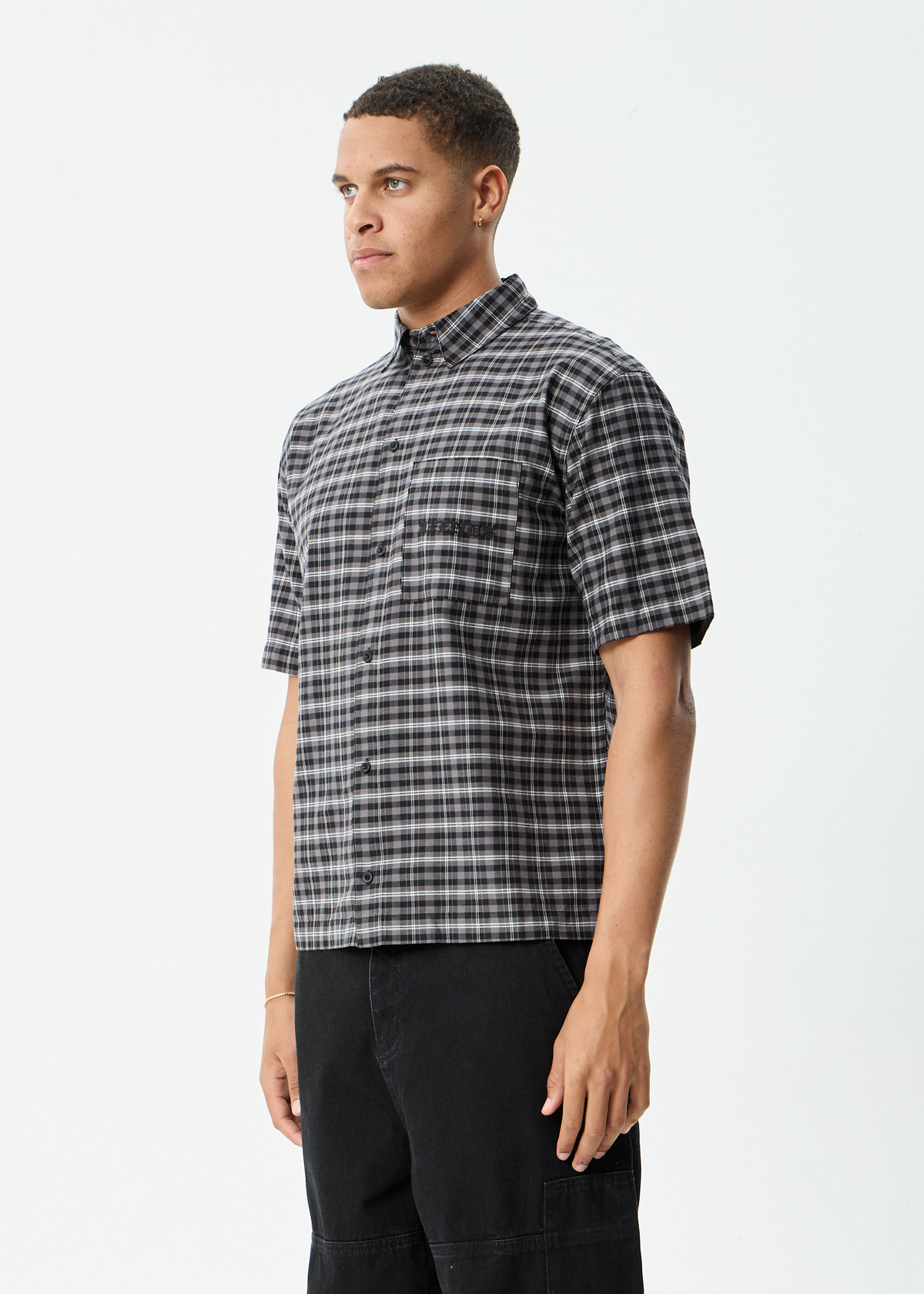Mens Darkness Shirt Black Check - Image 4