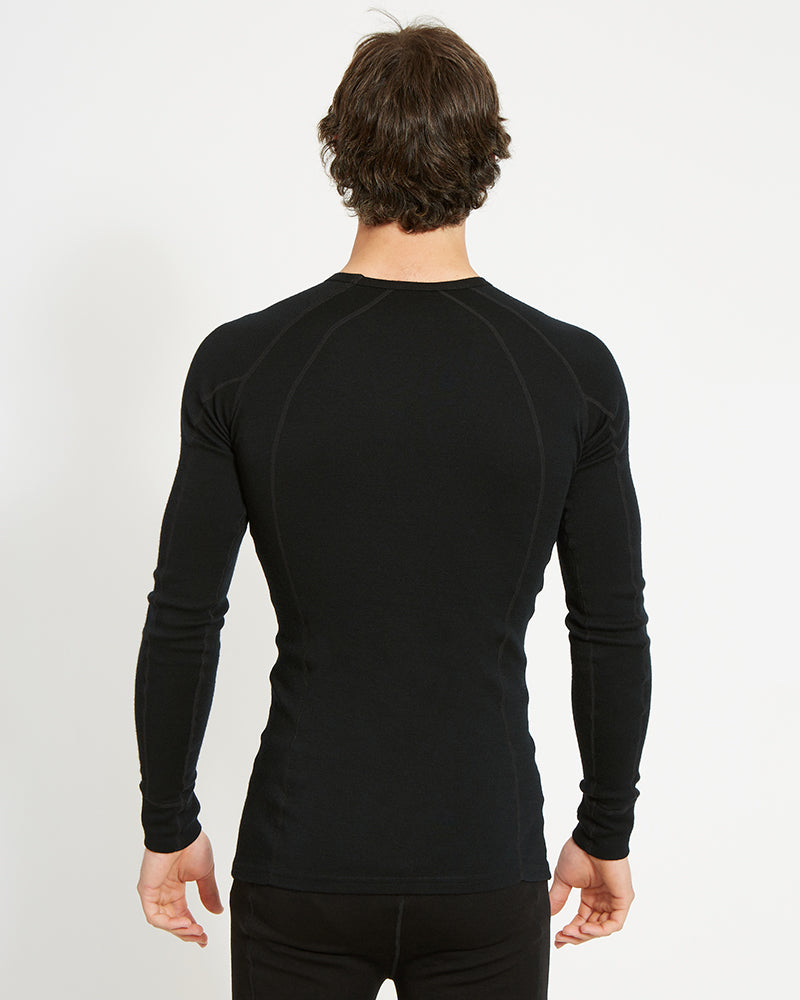Men's Merino 230 Wool Long Sleeve Thermal Top Black