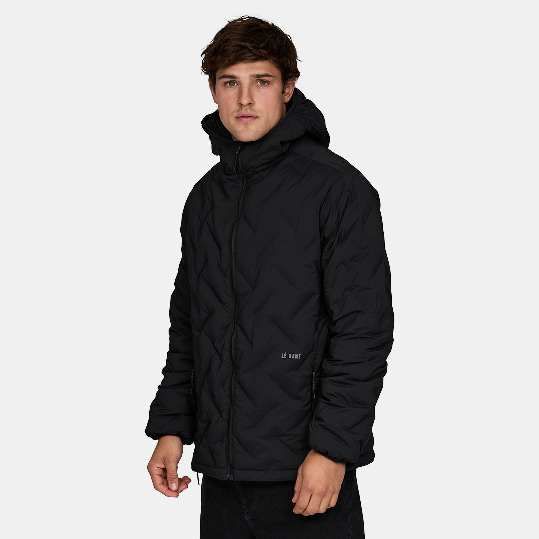 Mens Down Hooded Jacket Apre Jacket Black - Image 2