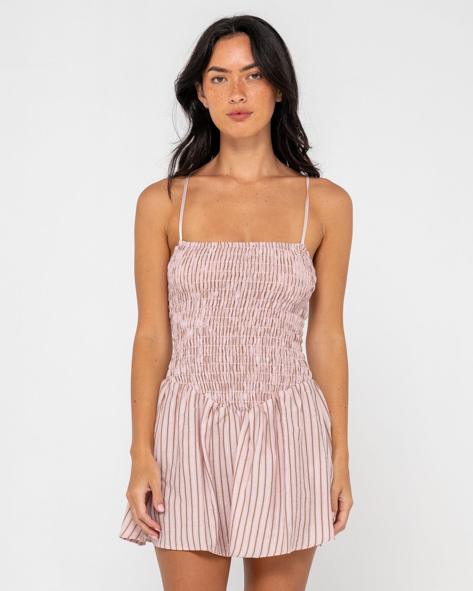 Womens Mimi Striped Bubble Mini Dress Pink Stripe - Image 2