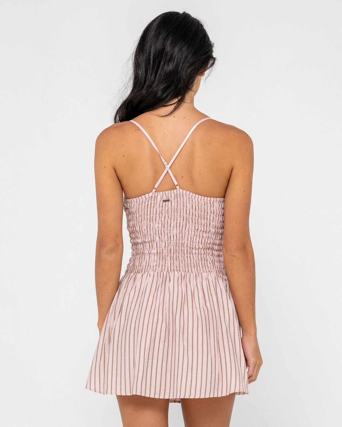 Womens Mimi Striped Bubble Mini Dress Pink Stripe - Image 3
