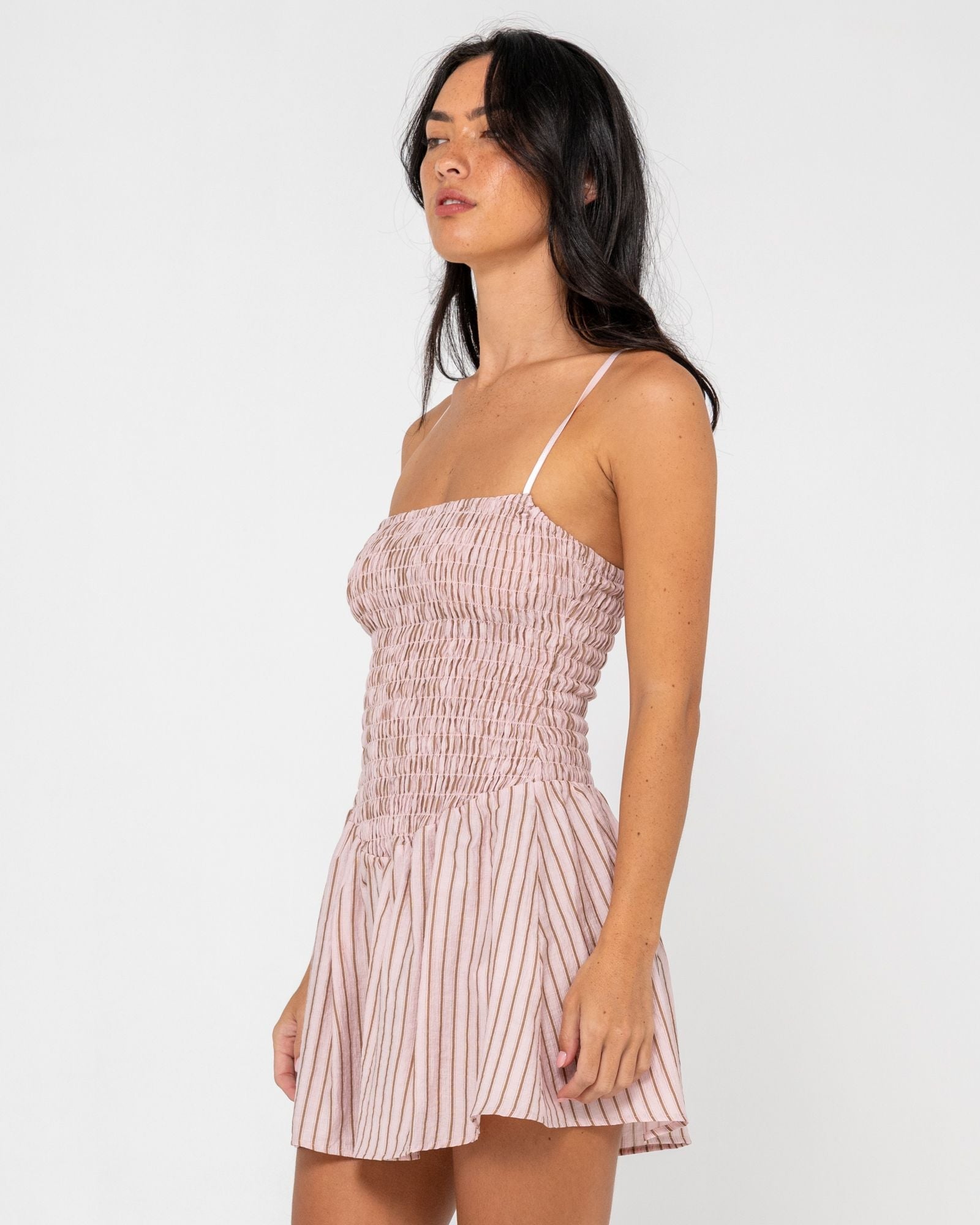 Womens Mimi Striped Bubble Mini Dress Pink Stripe - Image 4
