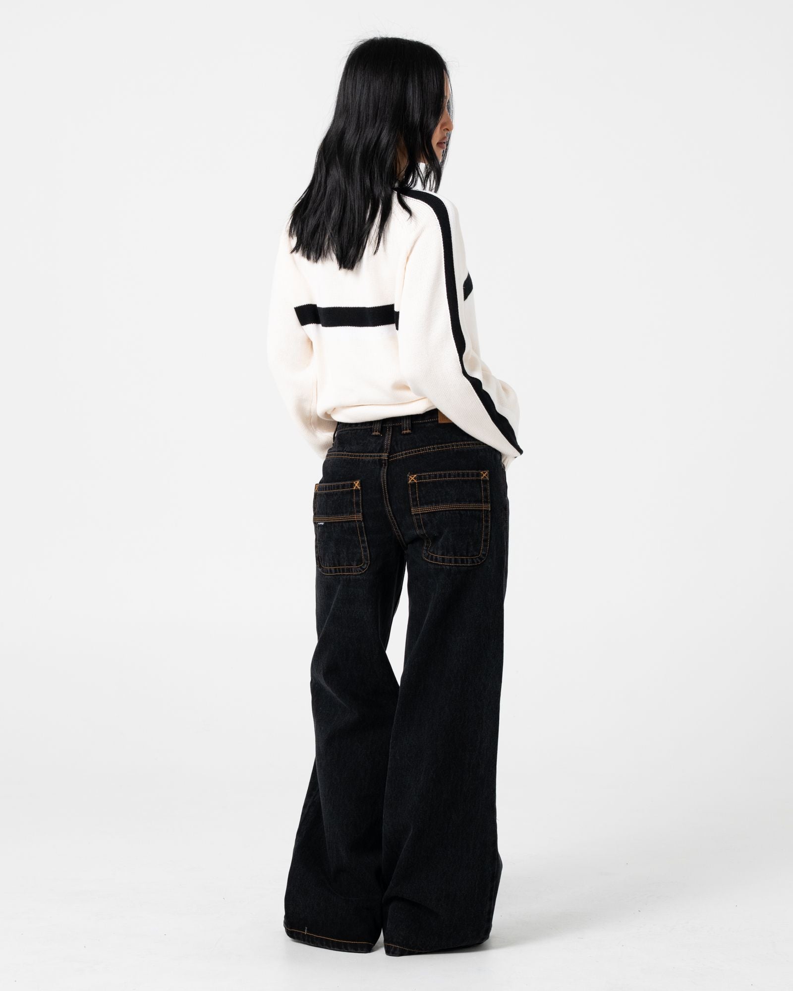 Womens White Lines Knitwear Cream / Black - Image 4