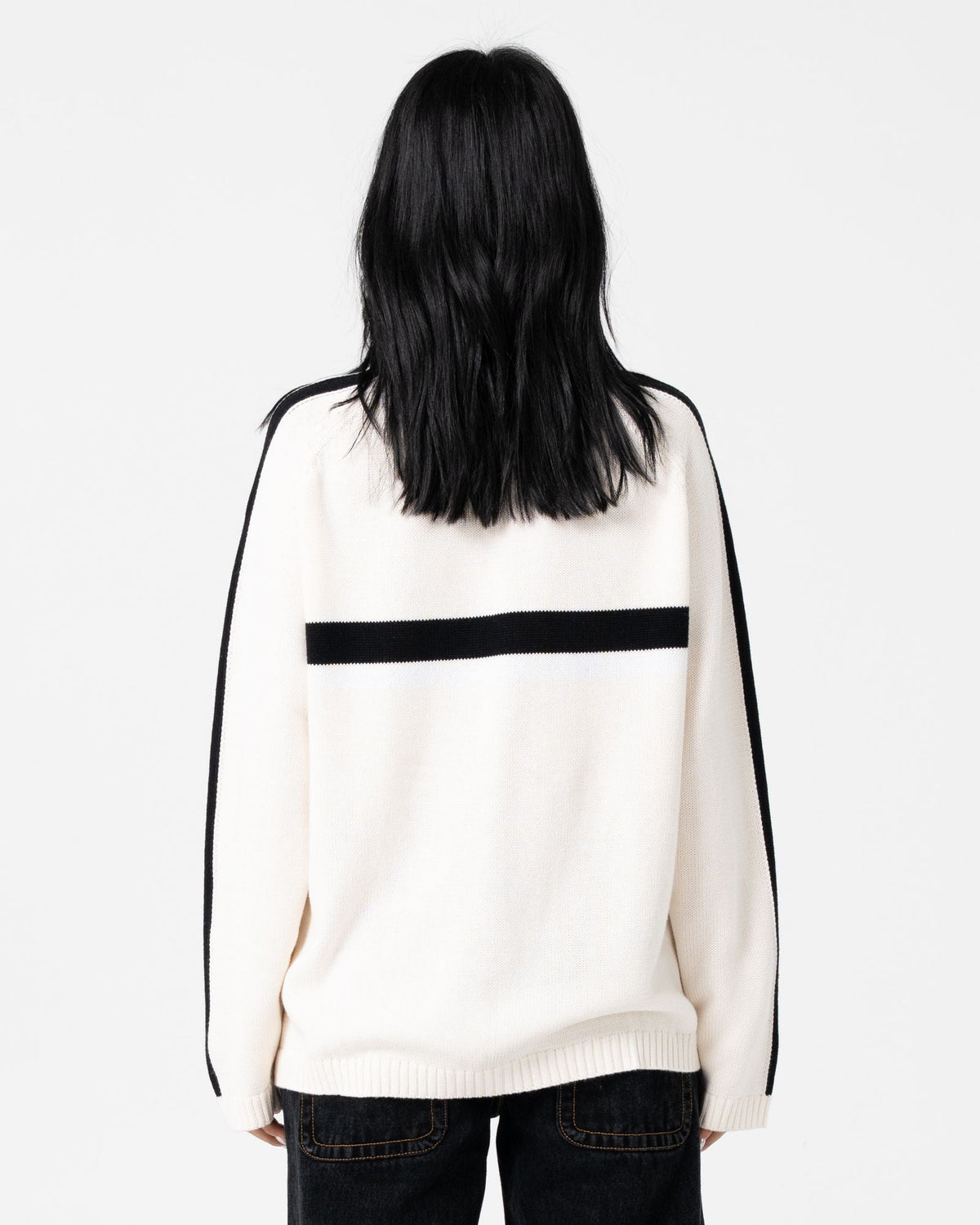 Womens White Lines Knitwear Cream / Black - Image 5