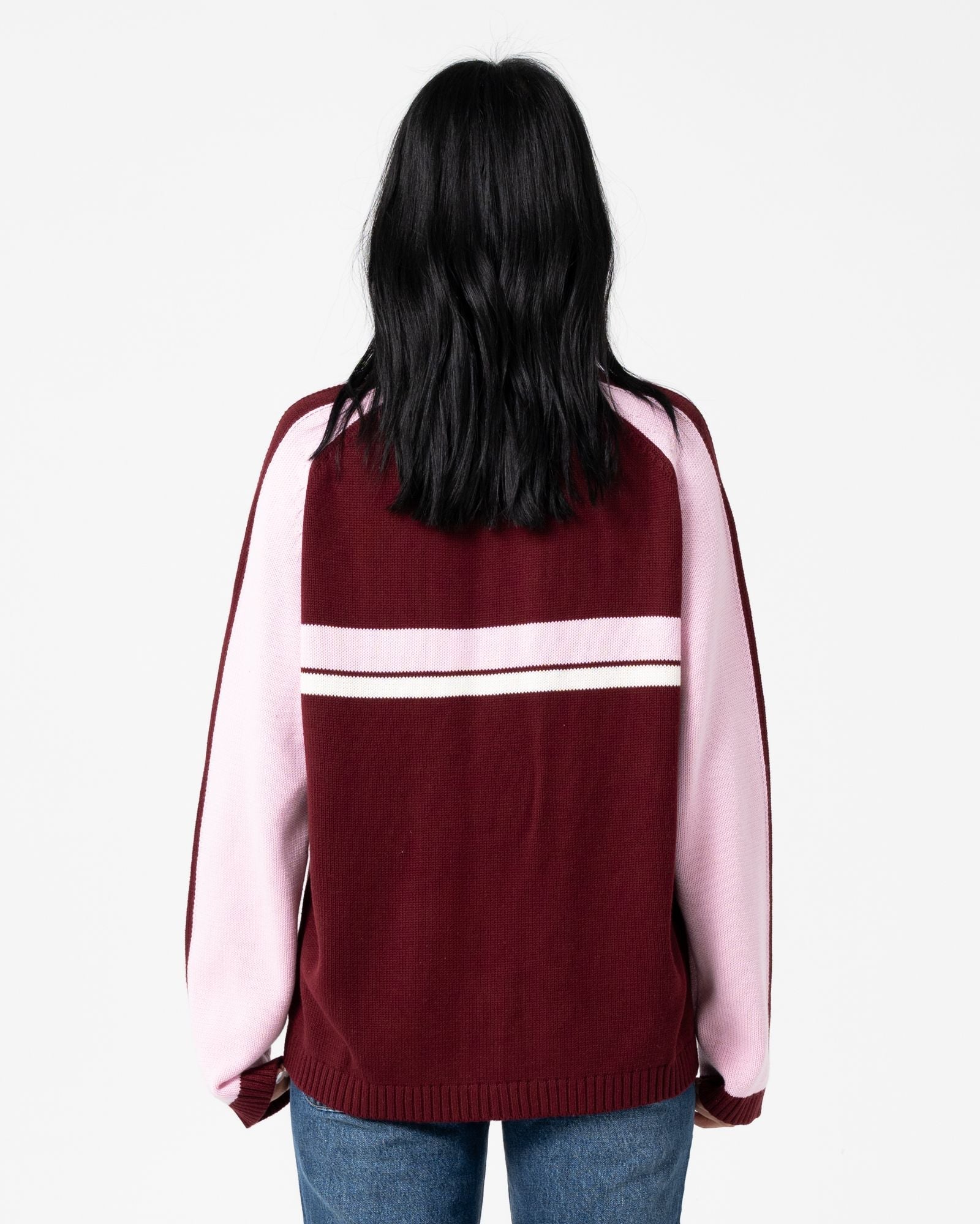 Womens White Lines Two Crew Neck Knitwear Burgundy - Image 4
