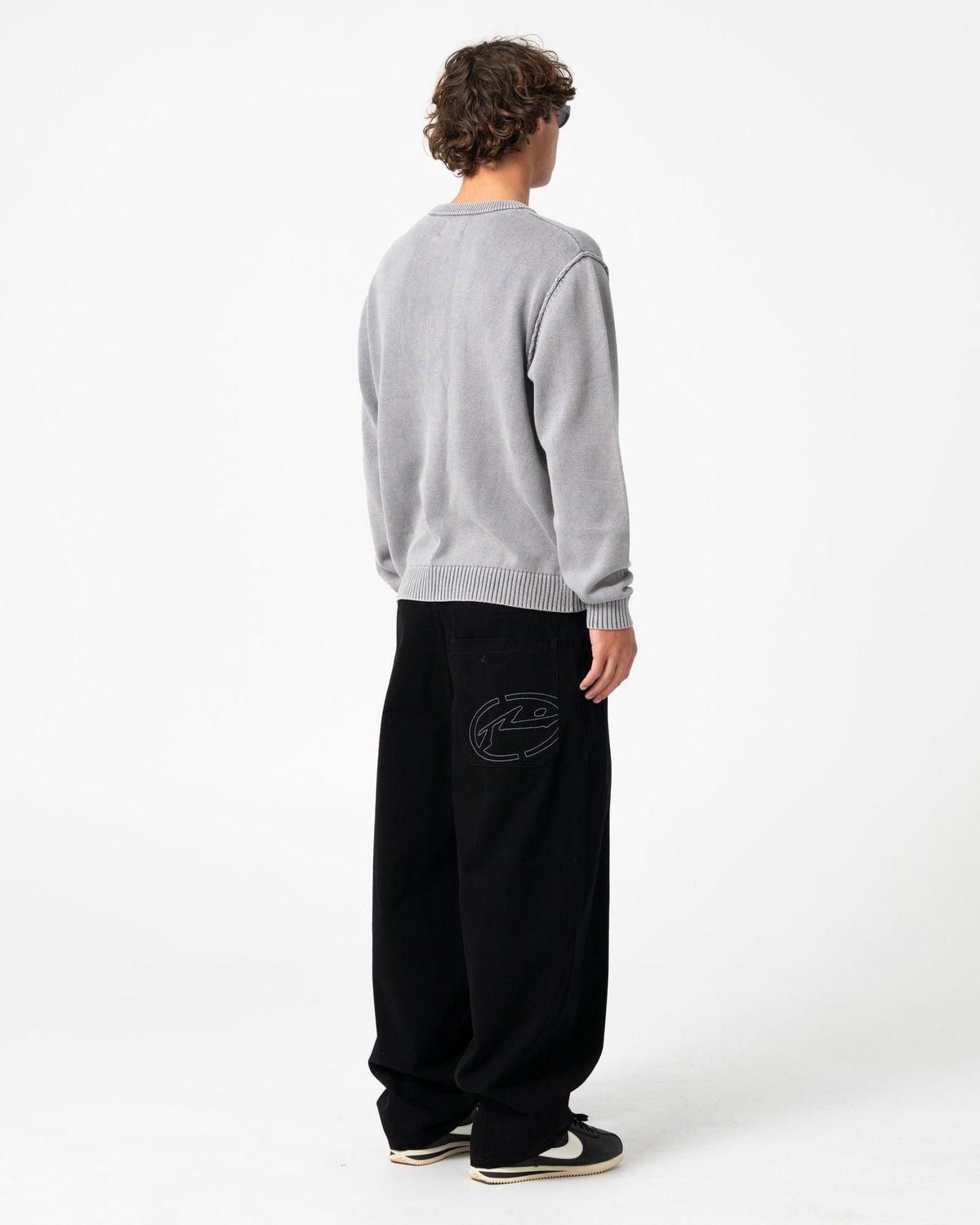 Mens Saxon Graphic Sweater Steel Blue - Image 5