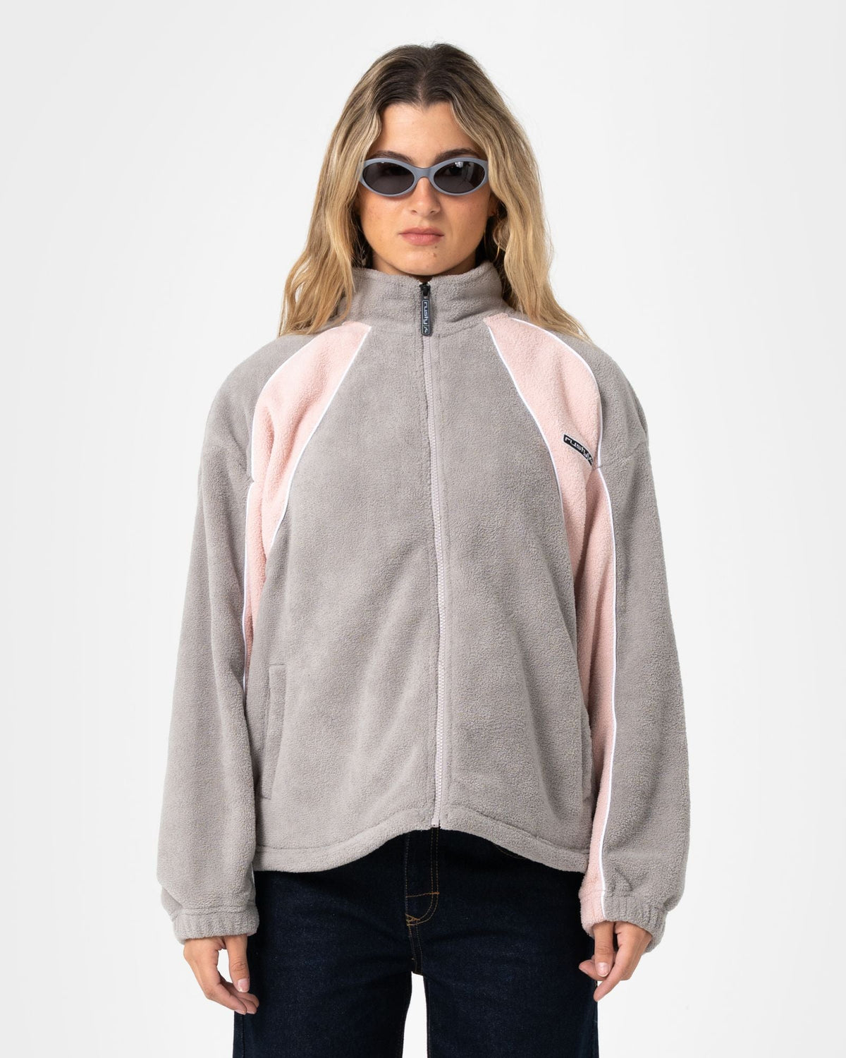 Two Tides Zip Through Sherpa Fleece Pink A Boo / Grey - Image 2