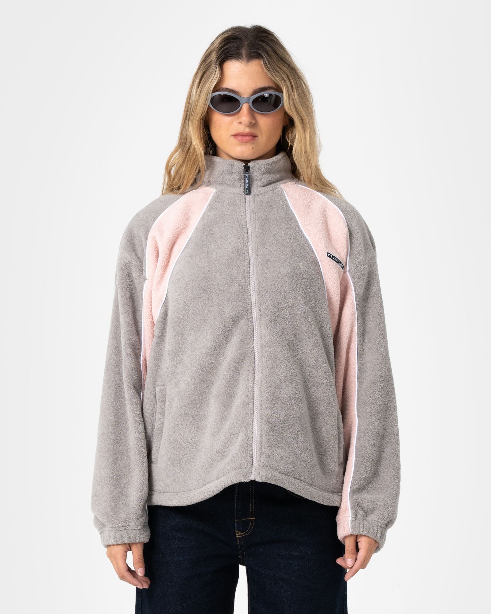 Two Tides Zip Through Sherpa Fleece Pink A Boo / Grey - Image 2
