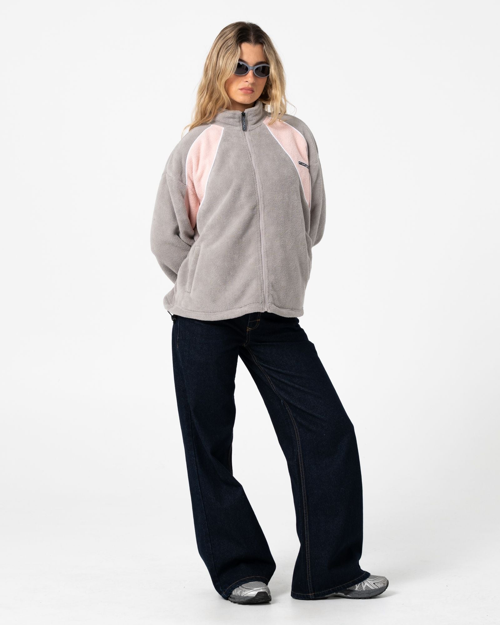 Two Tides Zip Through Sherpa Fleece Pink A Boo / Grey - Image 5