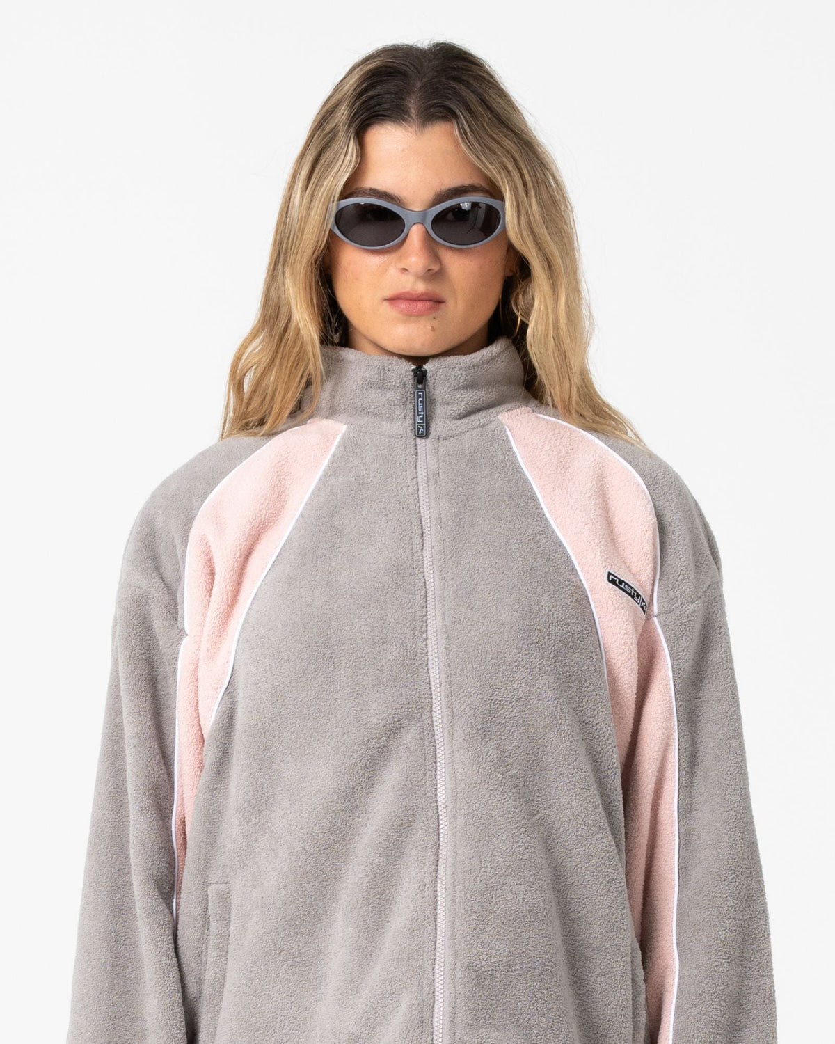 Two Tides Zip Through Sherpa Fleece Pink A Boo / Grey - Image 6