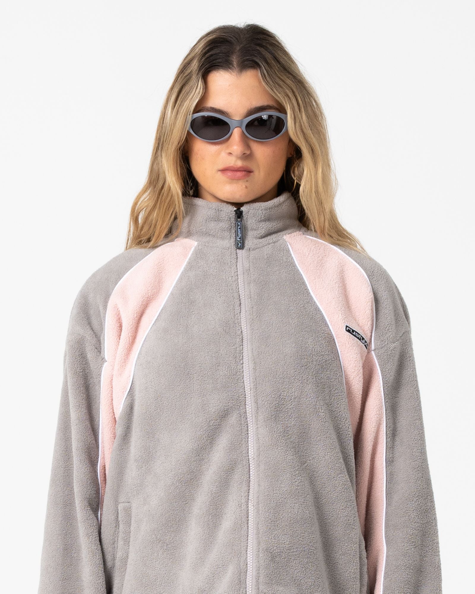 Two Tides Zip Through Sherpa Fleece Pink A Boo / Grey - Image 6