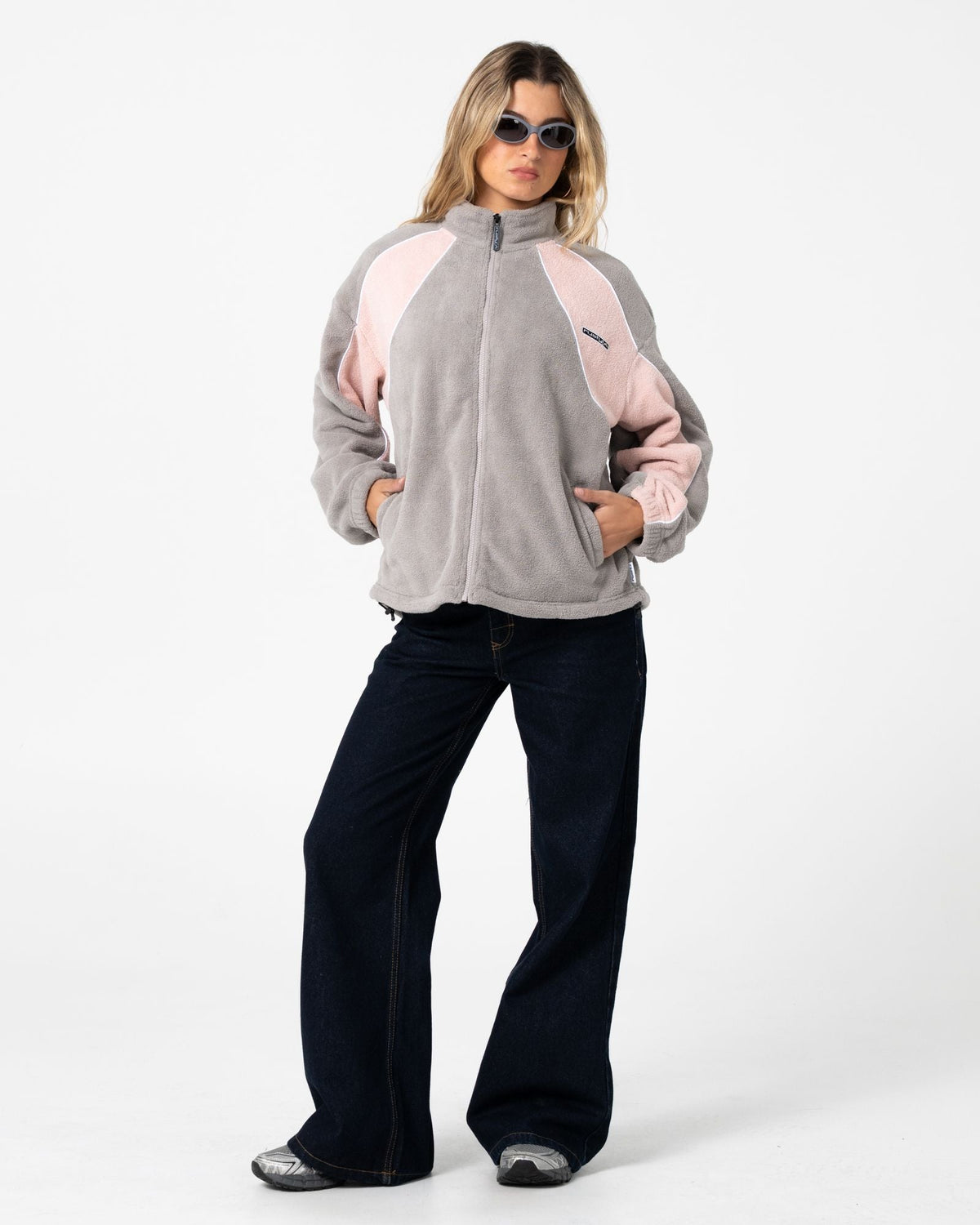 Two Tides Zip Through Sherpa Fleece Pink A Boo / Grey - Image 7