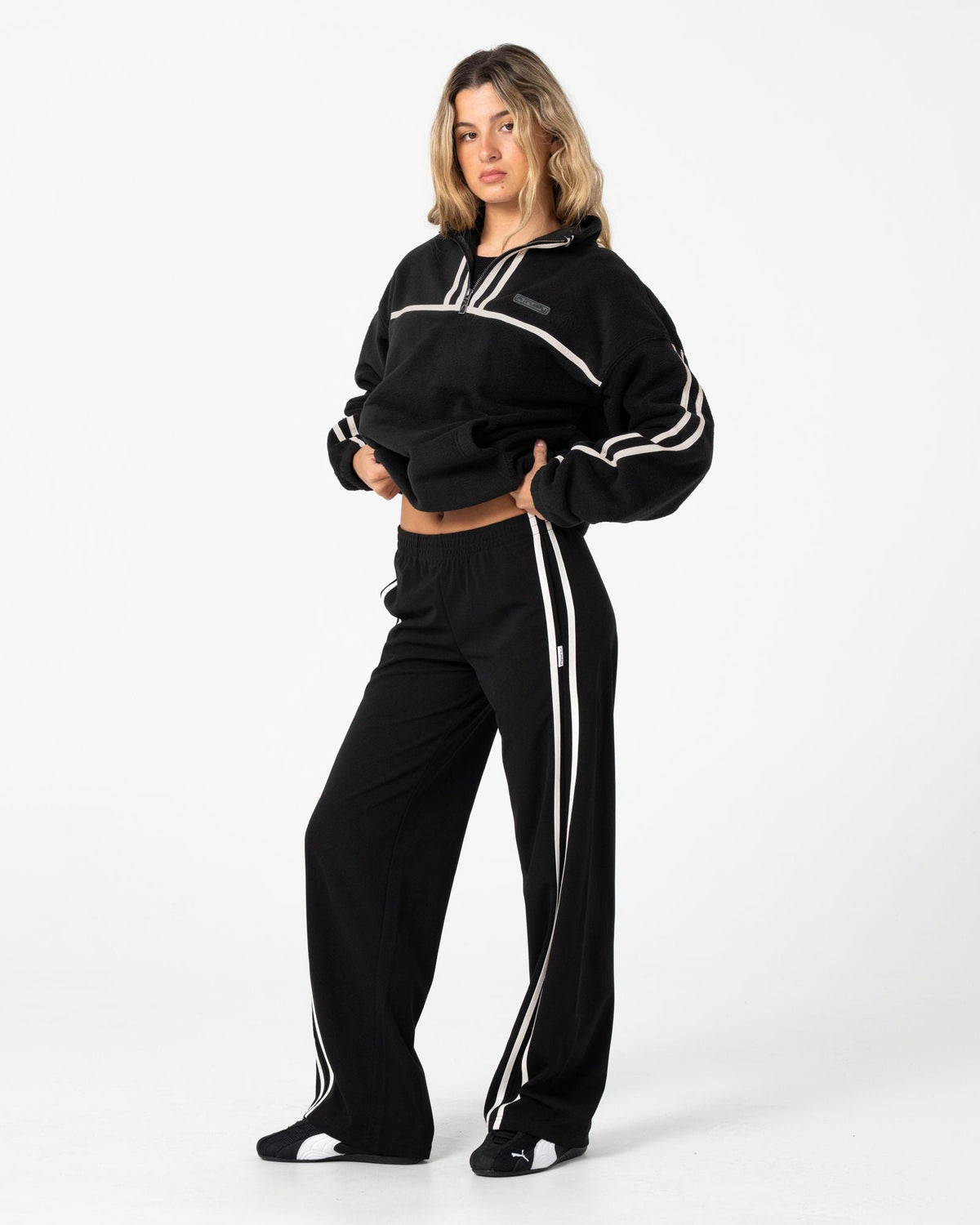 Womens Bind Me Up Contrast Polar Fleece Sweater Black - Image 3