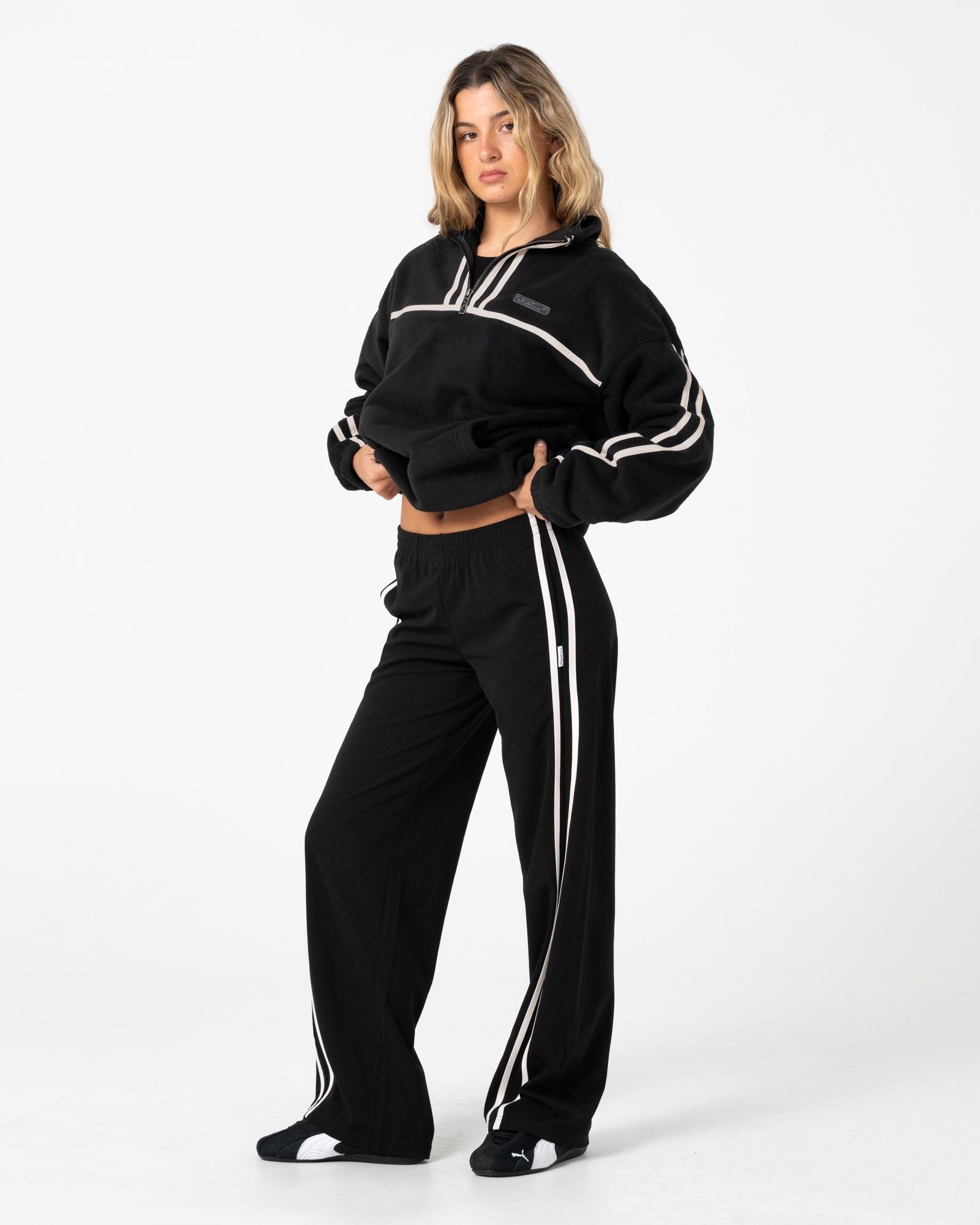 Womens Bind Me Up Contrast Polar Fleece Sweater Black - Image 3