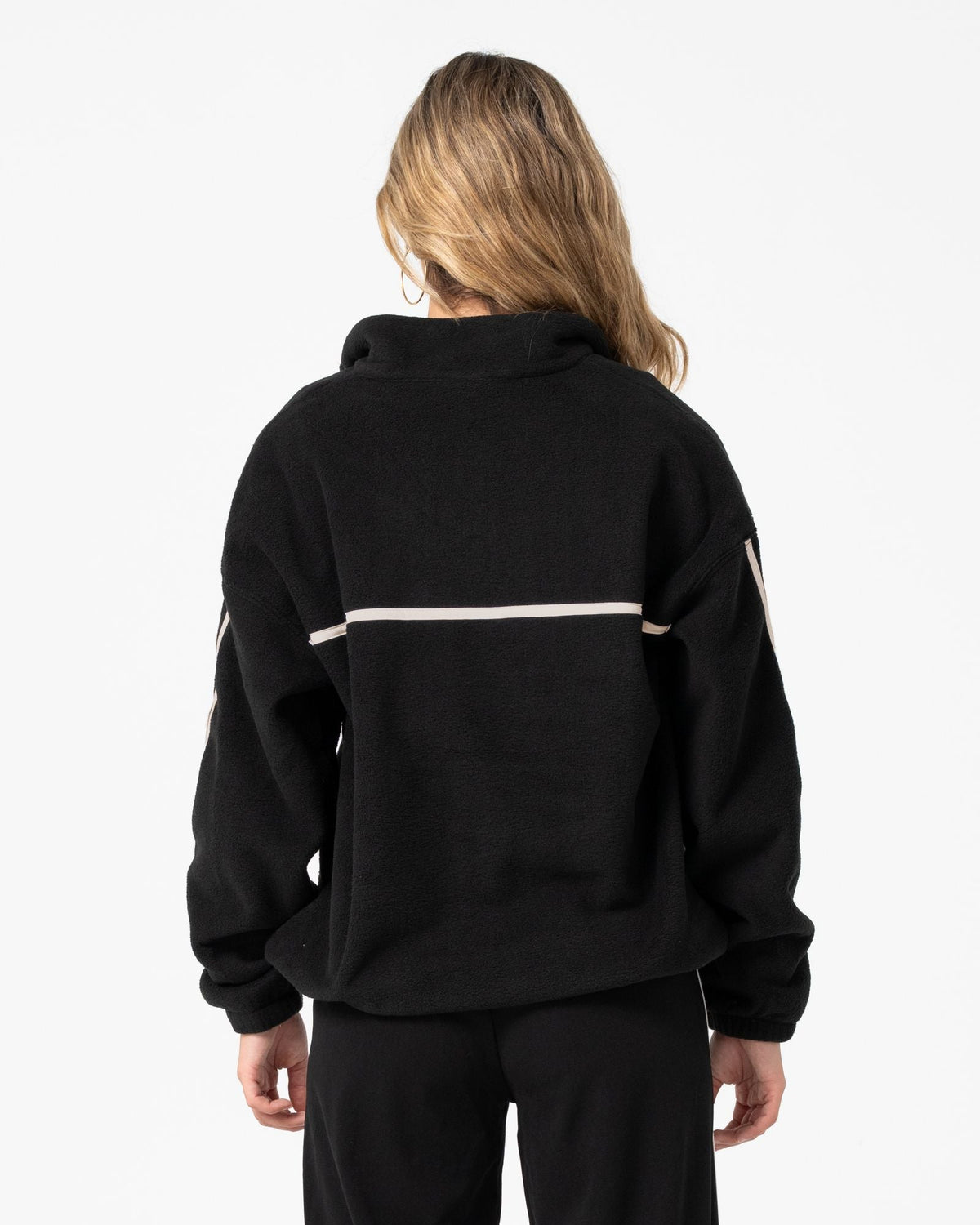 Womens Bind Me Up Contrast Polar Fleece Sweater Black - Image 6