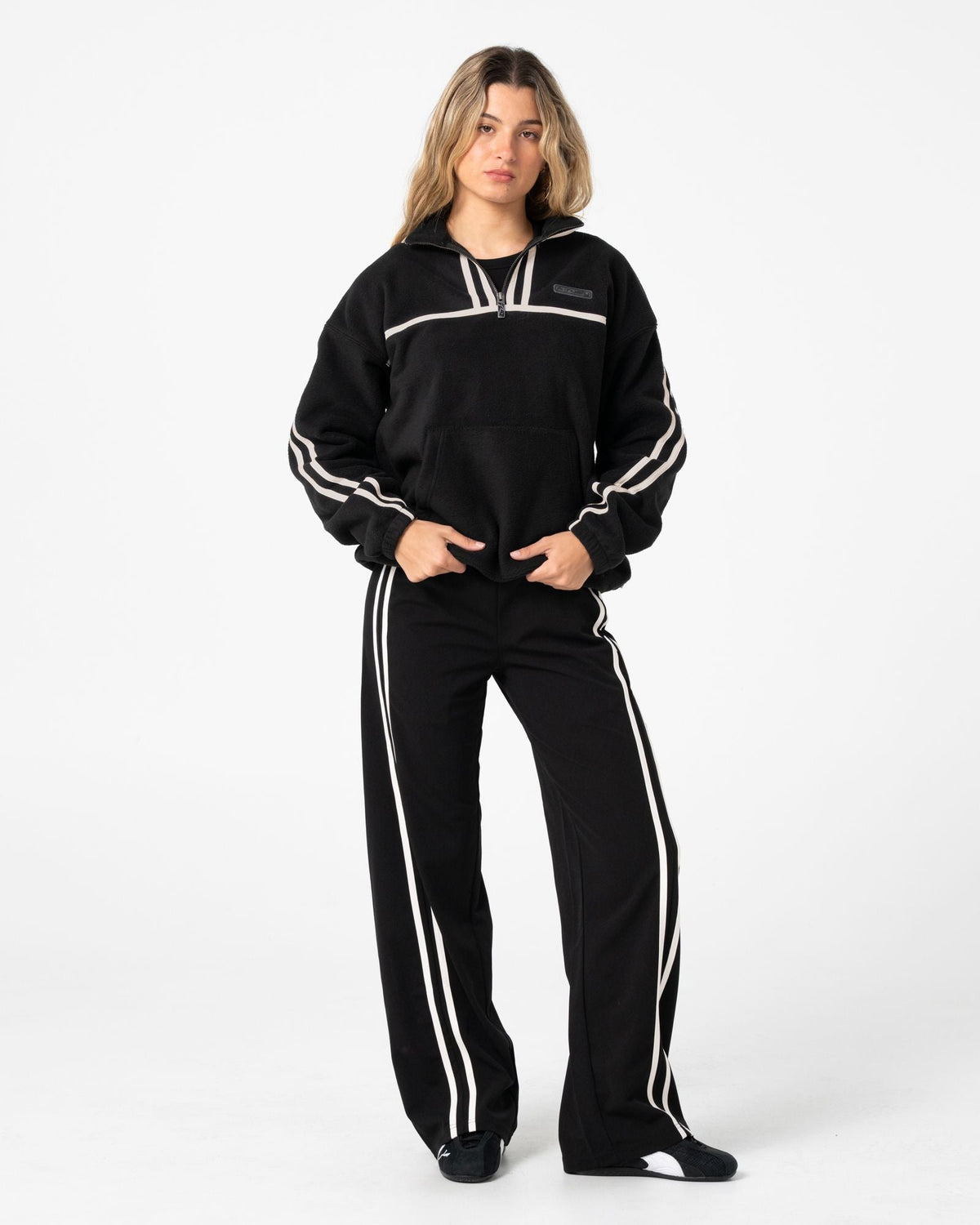 Womens Bind Me Up Contrast Polar Fleece Sweater Black - Image 7