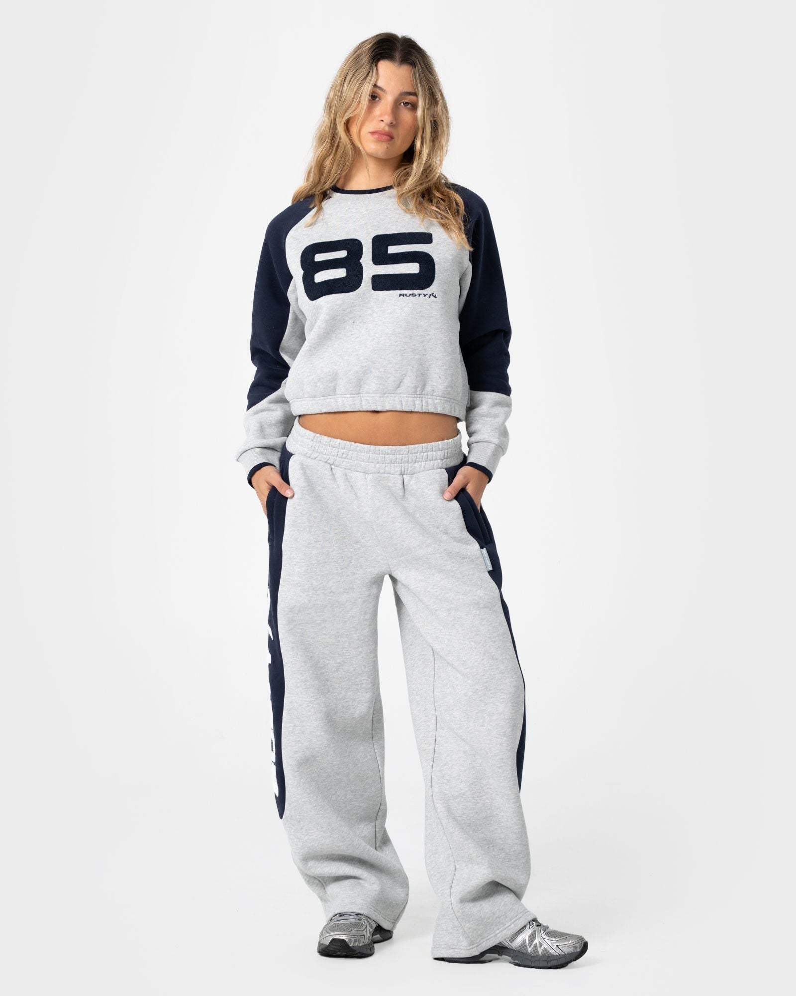 Womens Harvest Cropped Crew Sweater Grey Marle - Image 1