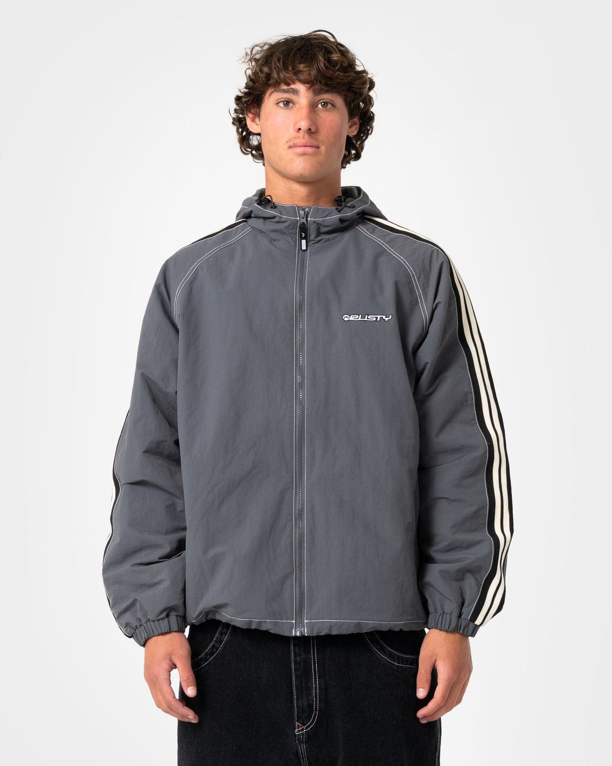 Mens Lock Out Hooded Jumper Steel Blue - Image 2