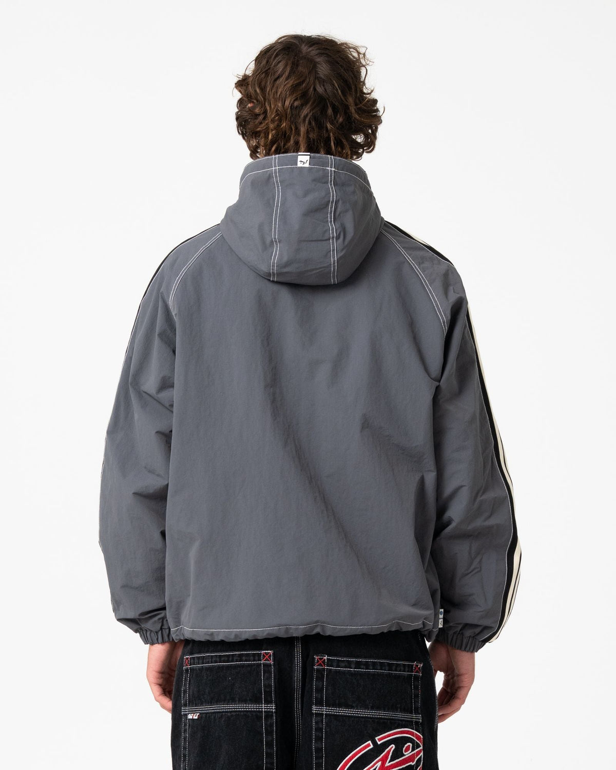 Mens Lock Out Hooded Jumper Steel Blue - Image 3