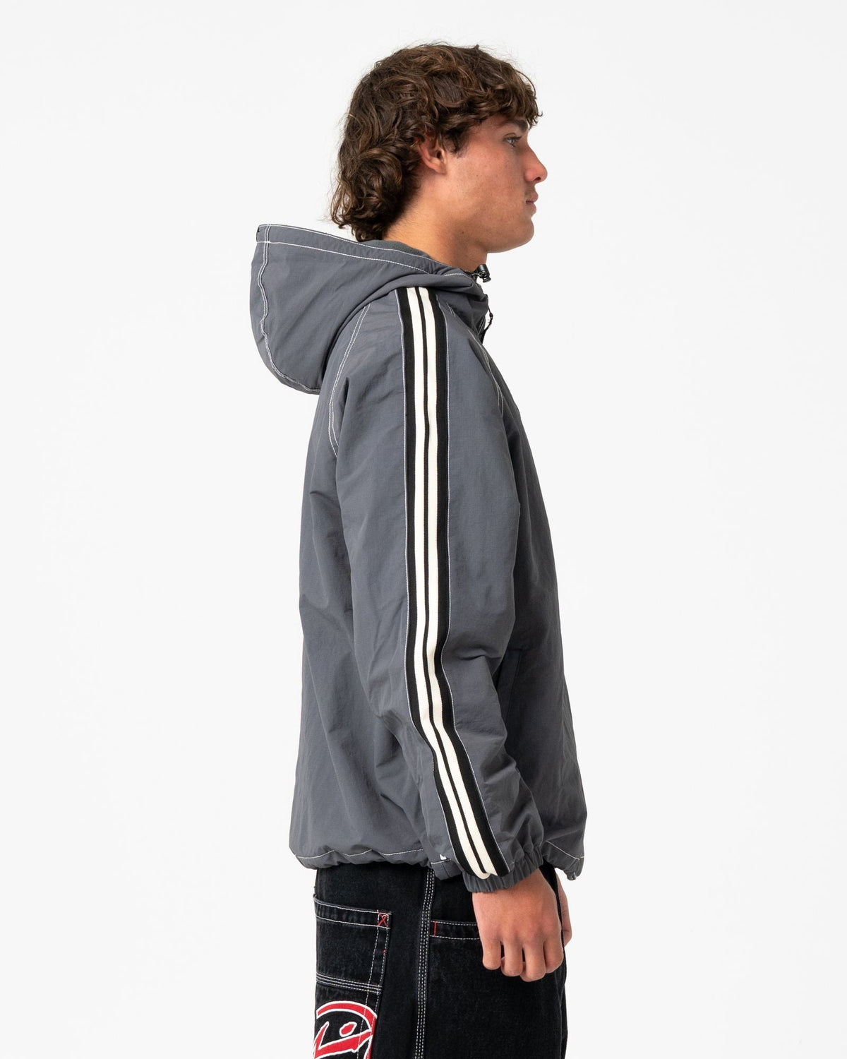 Mens Lock Out Hooded Jumper Steel Blue - Image 6