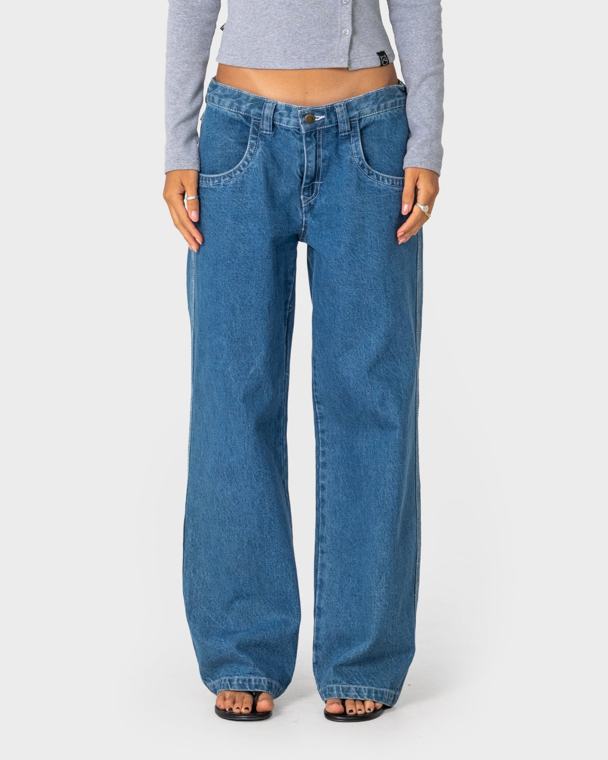 Womens Flip Mommy Tapeless Baggy Denim Authentic Blue - Image 2